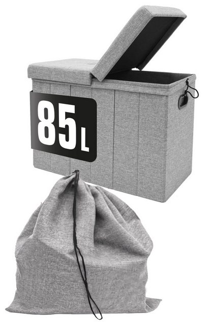 DuneDesign Aufbewahrungsbox “85 Liter Wäschekorb mit Deckel & Wäschesack”, 62×31 Wäschekorb mit Sitzfunktion