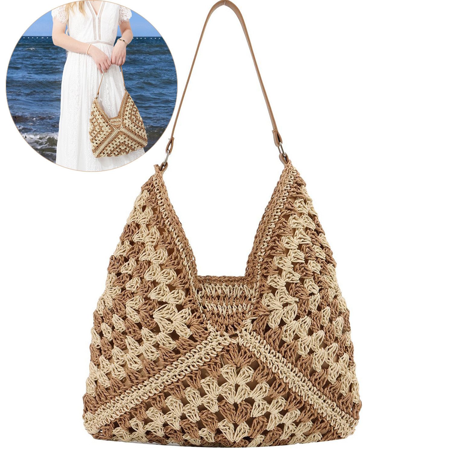 ZEUOPQ Strandtasche Strohtasche Strandtaschen für Damen, günstig online kaufen