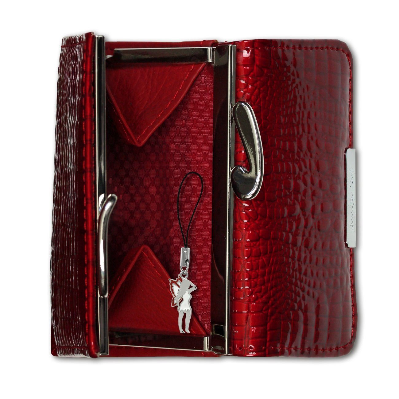 Jennifer Jones Mini Geldbörse Jennifer Jones Damen Geldbörse RFID Minibörse (Minibörse, Minibörse), Damen Geldbörse aus Echtleder in rot, ca. 9,5cm Breite