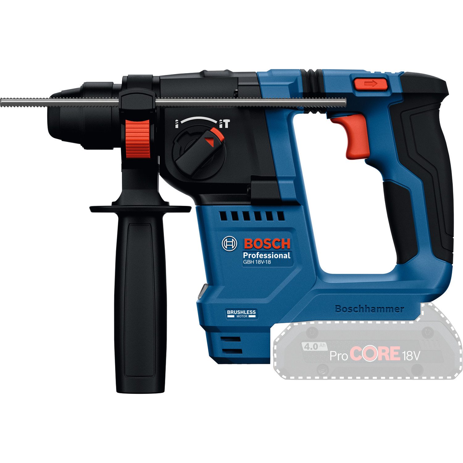 Bosch Professional Akku-Bohrhammer GBH 18V-18, ohne Akku und Ladegerät