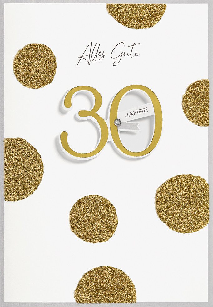 Perleberg Grußkarten 30 Geburtstag Glückwunschkarte im Format 115x17cm