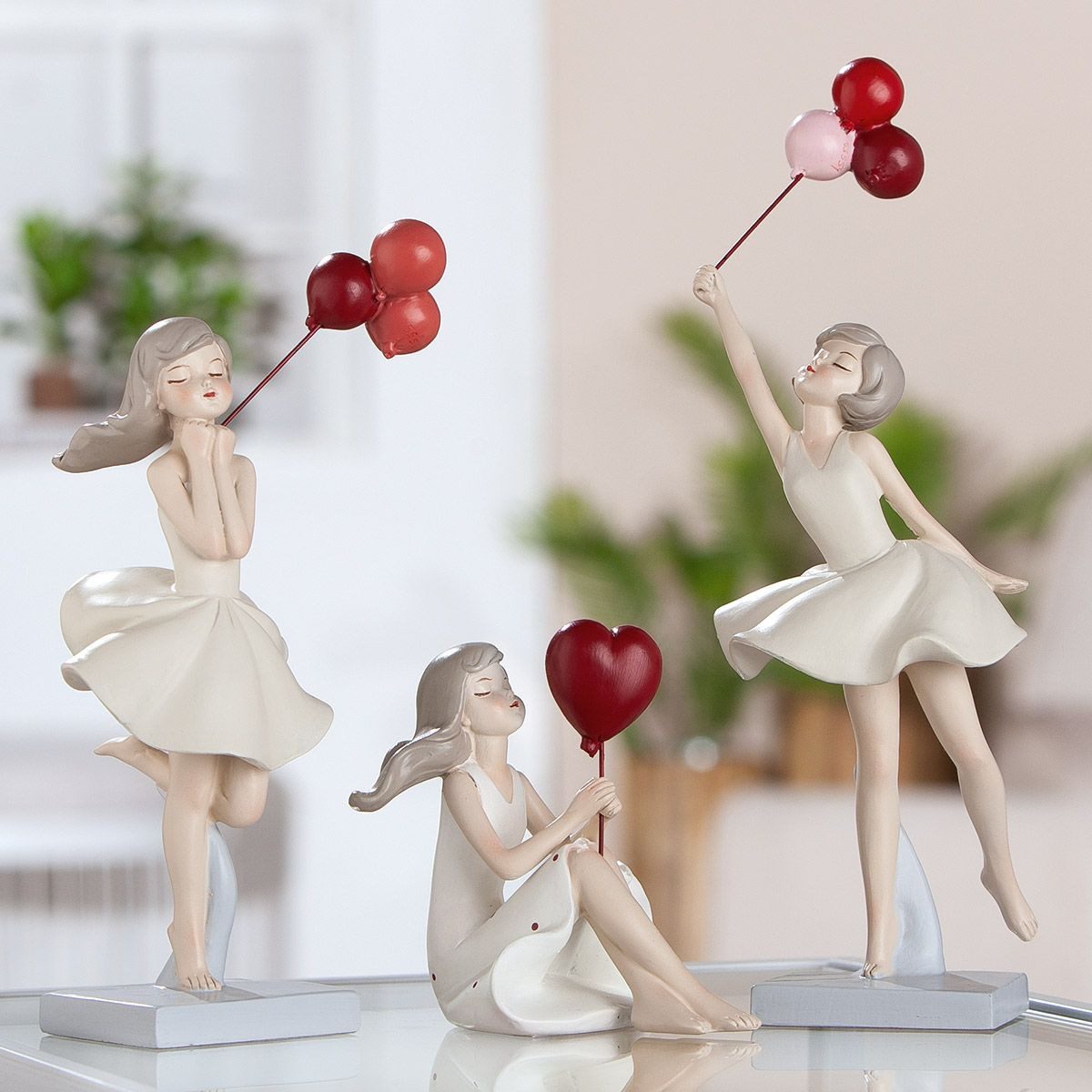 GILDE Skulptur 3er Set Figuren Ballonträume – Elegante Deko mit Ballonmotiv (3 St)