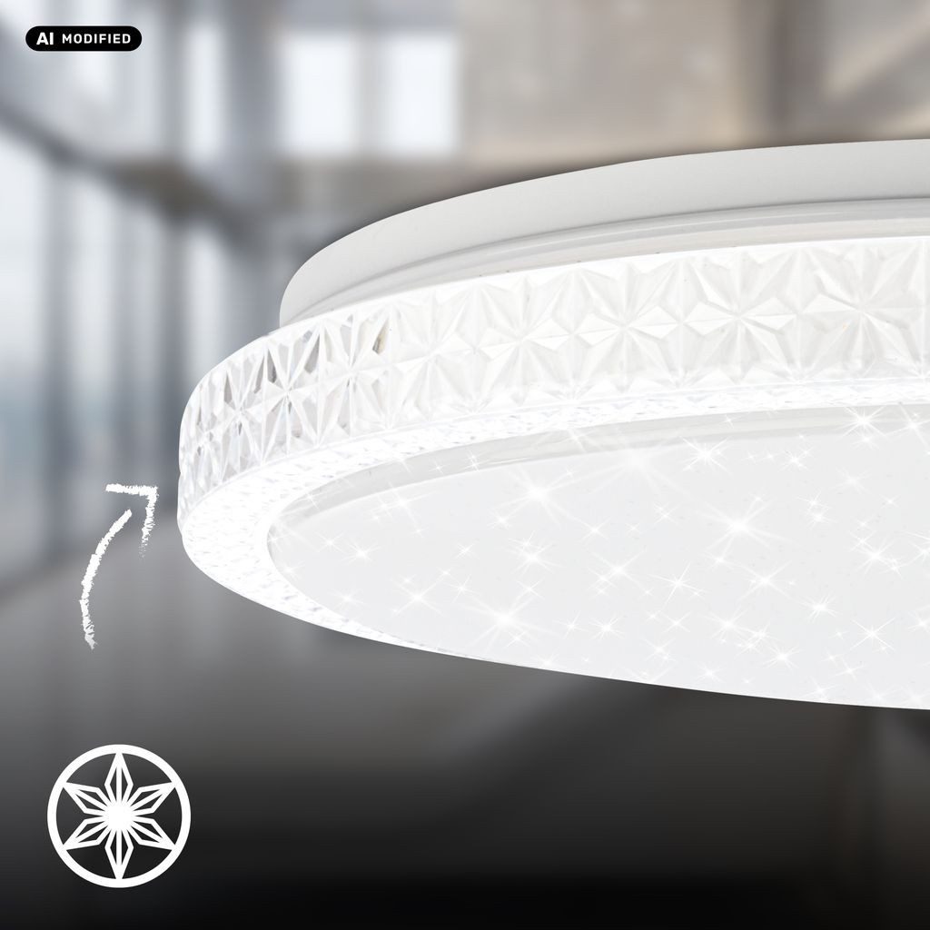 Briloner Leuchten LED Deckenleuchte LED Deckenlampe Sternenhimmel Kristalloptik, LED fest integriert, 4000K - Neutralweiß, 39x8 cm, Schlafzimmer, Wohnzimmer, Flur, Büro