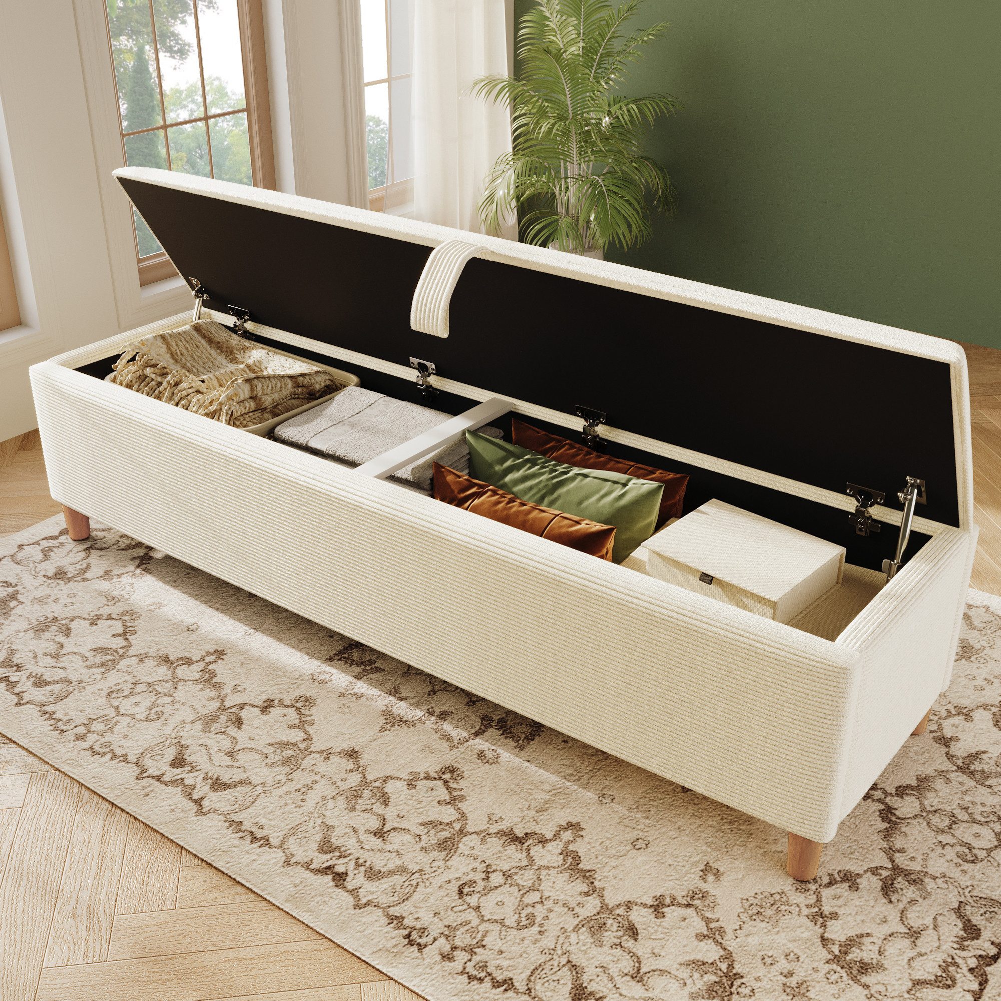 OKWISH Bettbank mit Hydraulischem Stauraum (Polsterbank, 1-St., Aufbewahrungsbox), 165 x 38 cm