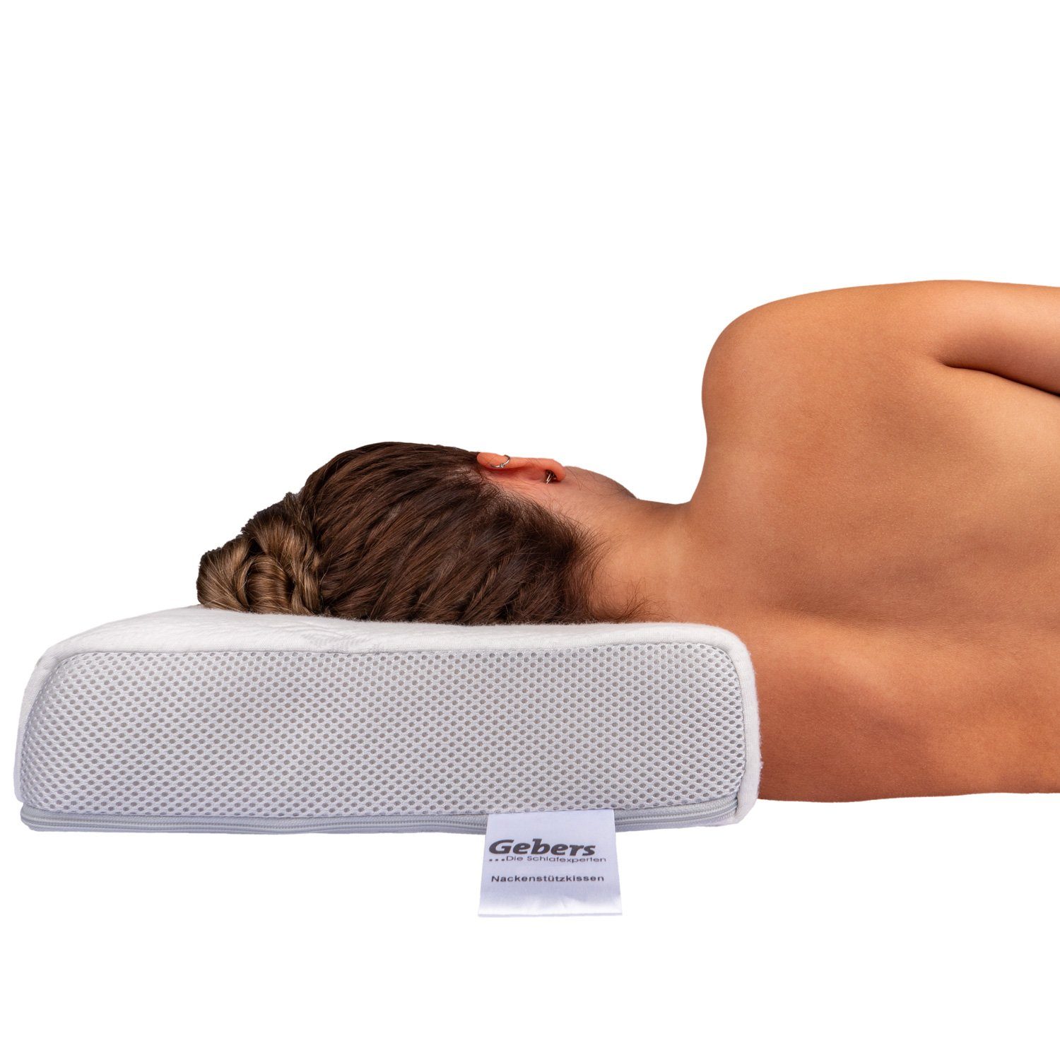 Traumschloss Nackenstützkissen Premium, Füllung: Viscoschaumkern, Bezug: Polyester, Rückenschläfer, Seitenschläfer, Bauchschläfer, supersoft Ohrenweichzone mit aufwendigem 3D Würfelschnitt (RG50)