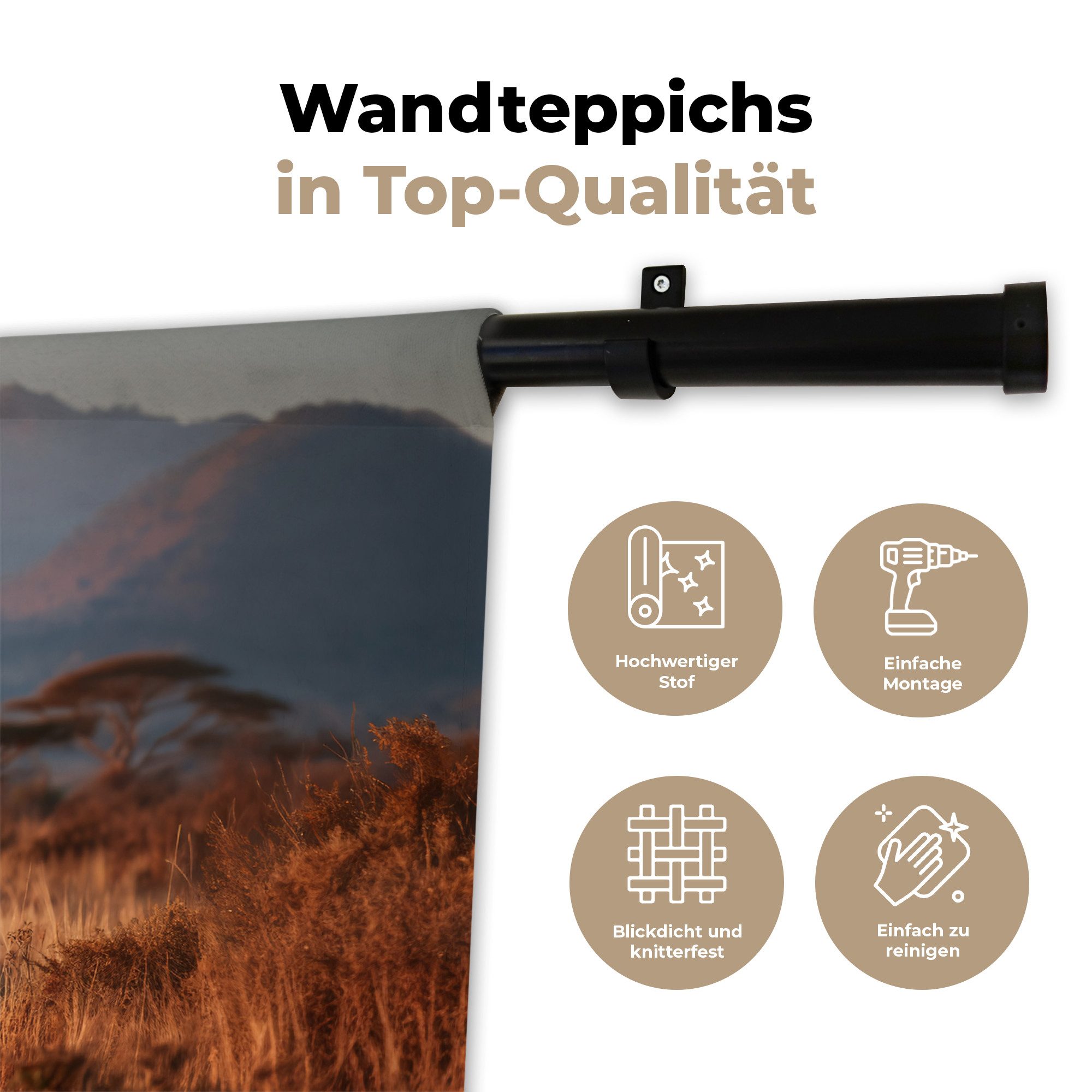 MuchoWow Wandteppich Giraffen - Hohes Gras - Akazienbäume, Rechteckig, Höhe: 3 mm, Wandteppich für Wohnzimmer, Schlafzimmer, 60x40 cm