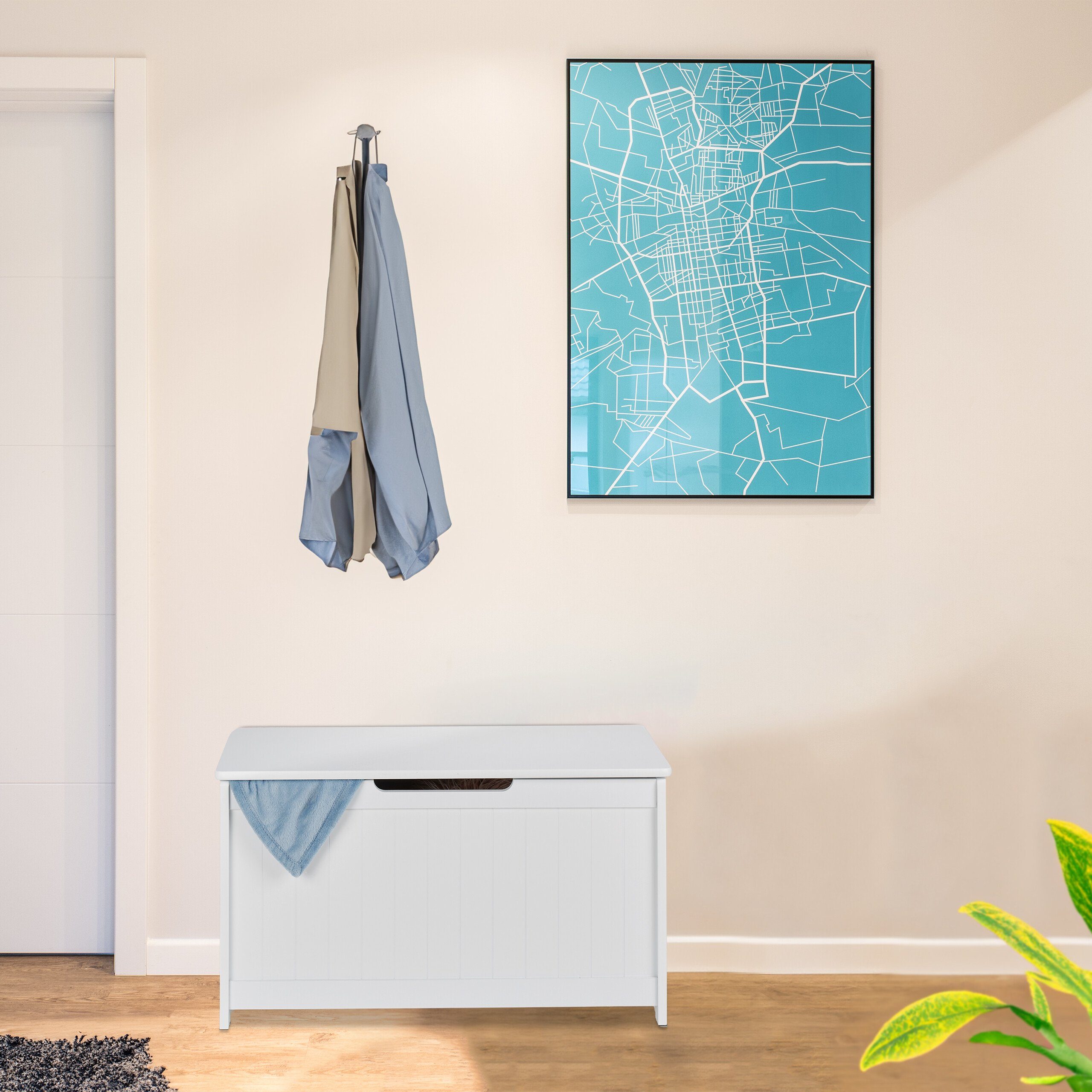 relaxdays Truhe Weiße Aufbewahrungstruhe mit Deckel günstig online kaufen