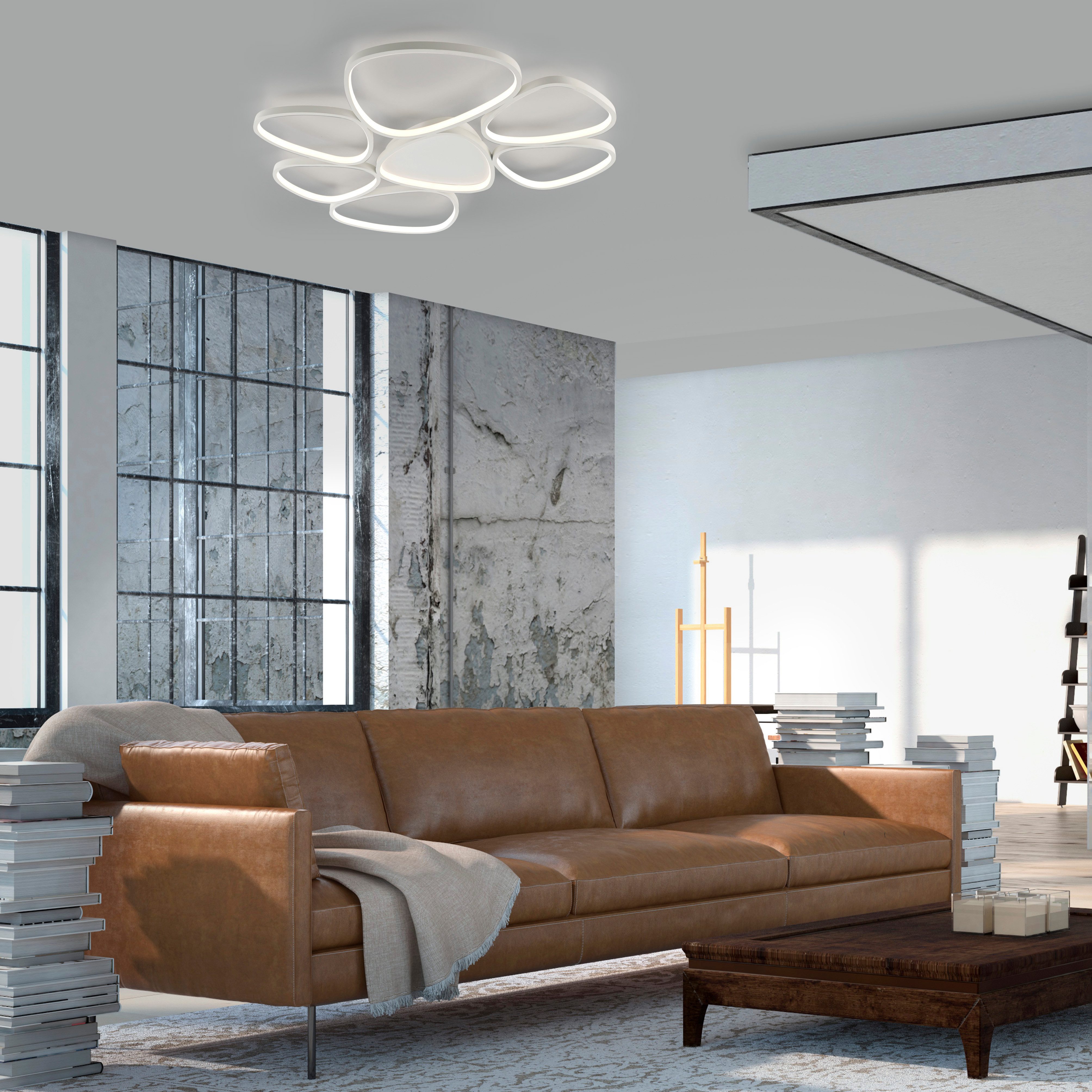 JUST LIGHT Deckenleuchte PEBBLES, Dimmfunktion, LED fest integriert, Warmweiß, LED, dimmbar, Switchmo, Memory, nach Trennung vom Netz