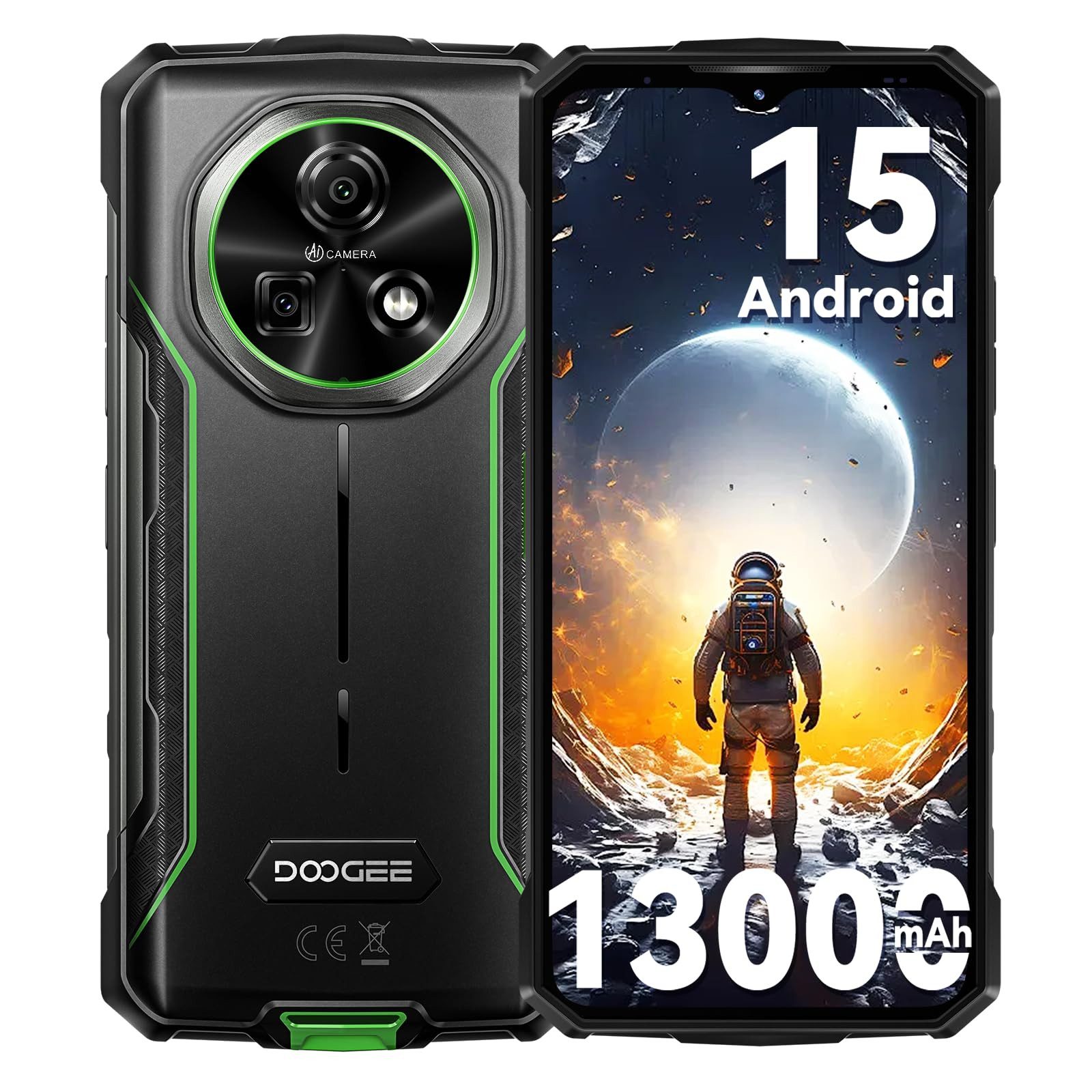 DOOGEE FIRE 5 12GB RAM+64GB ROM, 13000 mAh Akku Outdoor Smartphone (16,76 cm/6.6 Zoll, 64 GB Speicherplatz, 13 MP Kamera, IP68 Wasserdicht Baustellenhandy, Android 15, NFC, OTG, GPS)