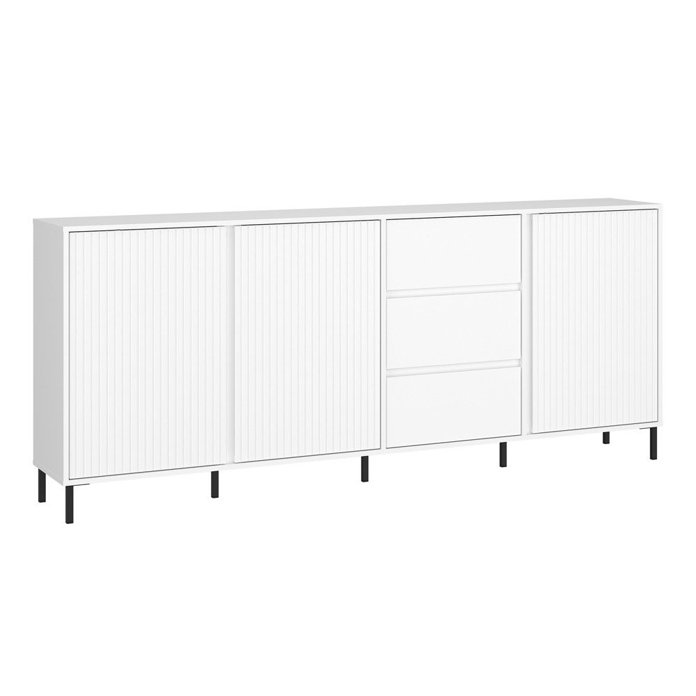 Lomadox Wohnzimmer-Set AMELIA-129, (Mega-Spar-Set, 2-St., Highboard Sideboard), Sideboard Highboard weiß Rillen
