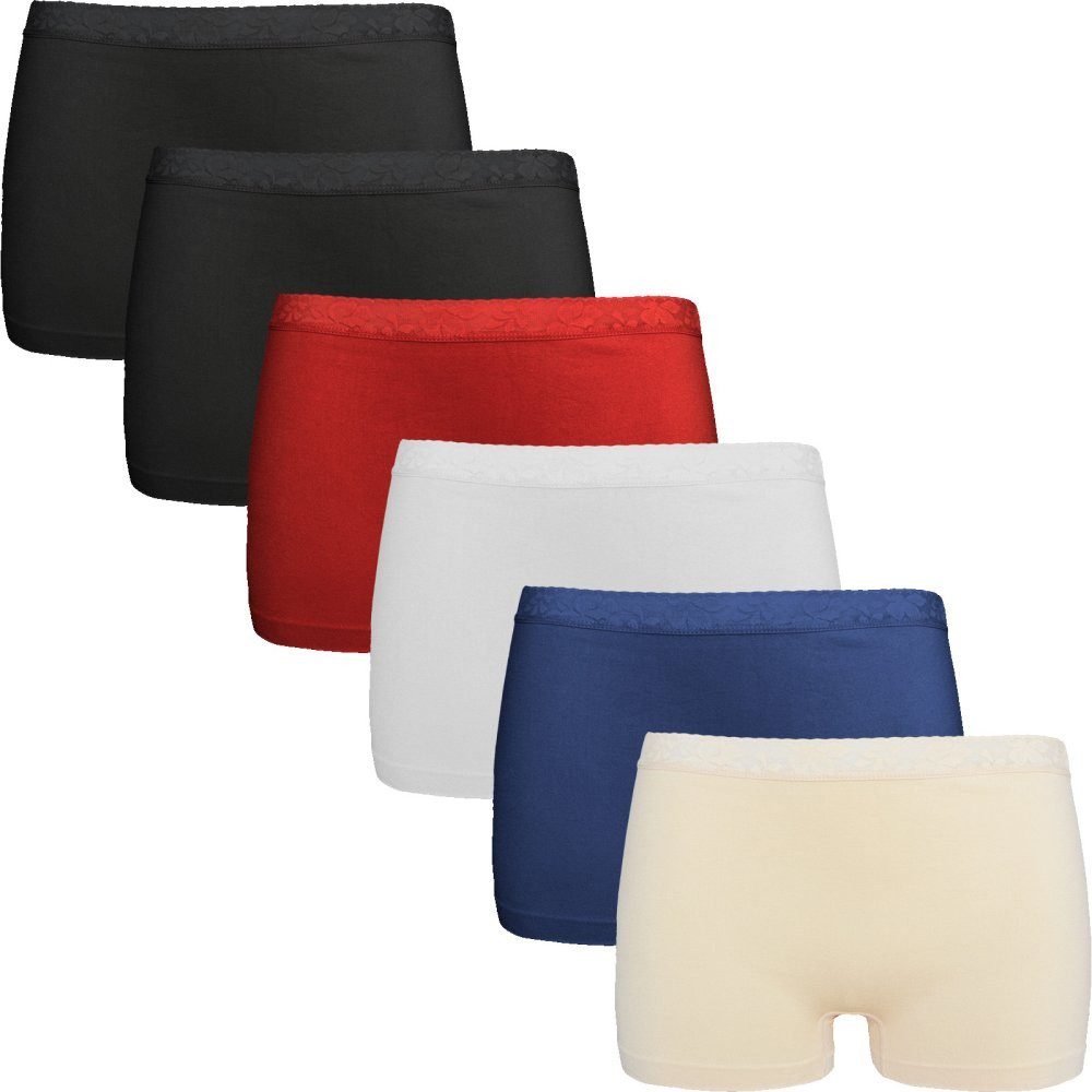 Boxershorts 6 Damen Boxershorts Slips Panty Hot Pants Hipster Unterwäsche 3009
