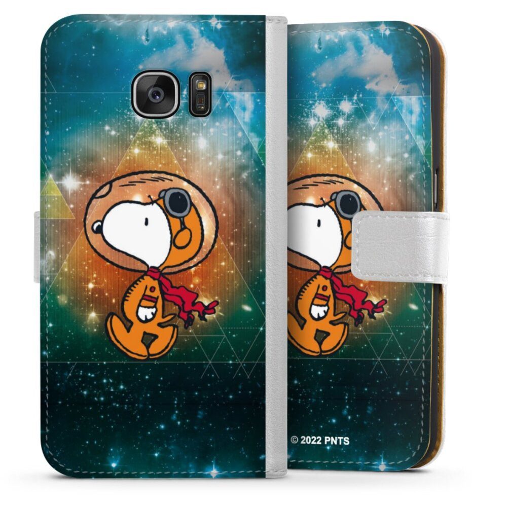 DeinDesign Handyhülle Snoopy Astronaut Offizielles Lizenzprodukt, Samsung Galaxy S7 Hülle Handy Flip Case Wallet Cover Handytasche Leder