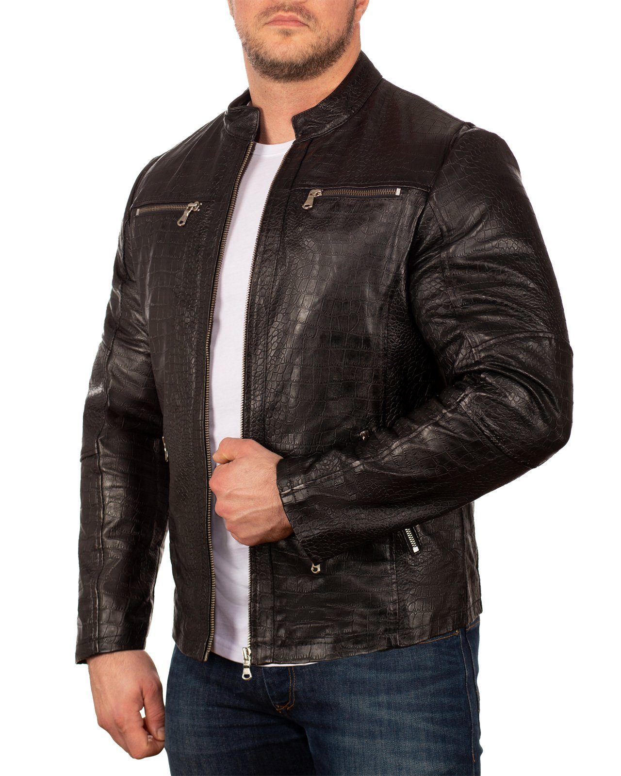 Style ECHTLEDER (1-St) Herren Jacke 20RS24LUX im Reichstadt Lederjacke Reichstadt Krokodil