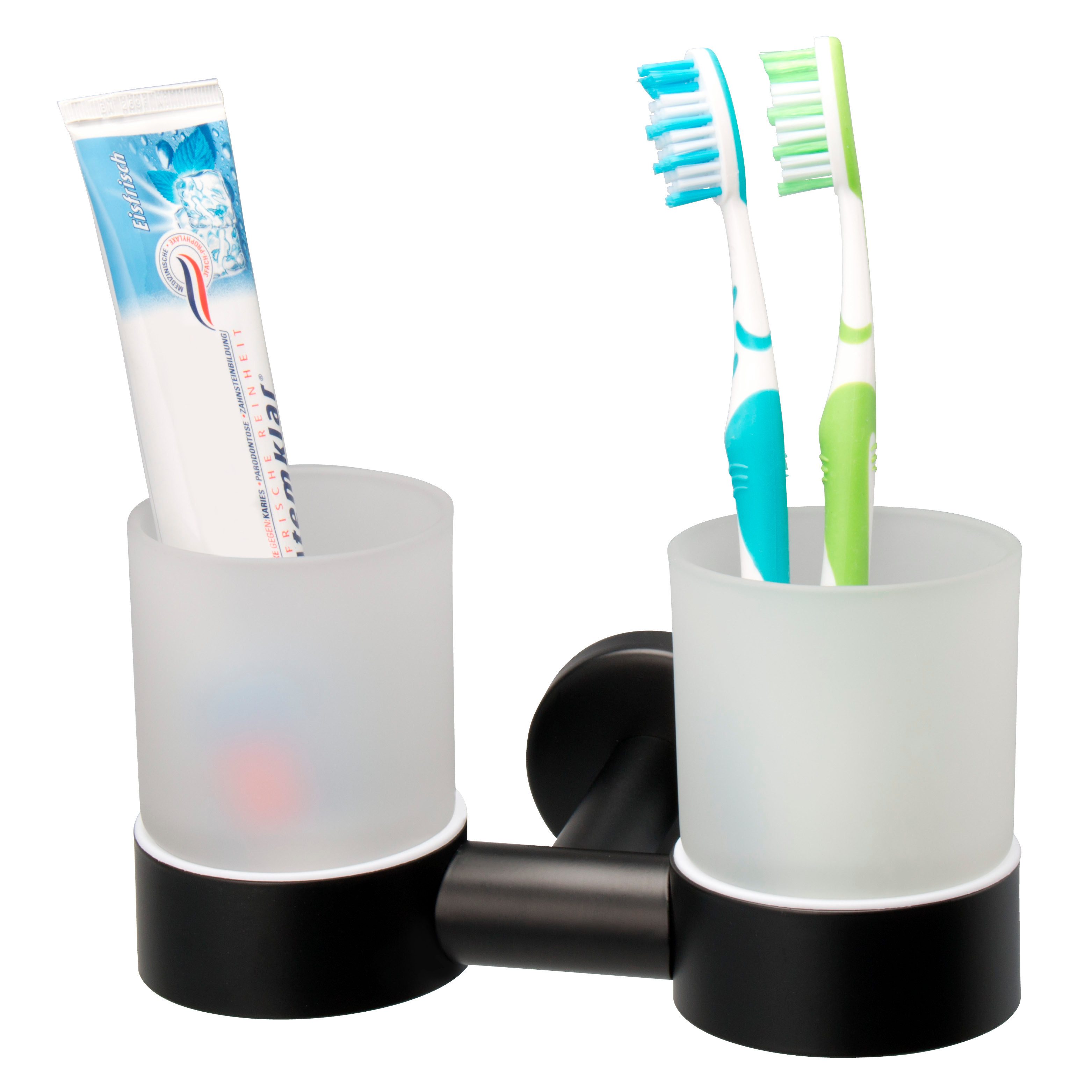 bremermann Zahnputzbecher Bad-Serie PIAZZA BLACK - Doppel-Glasbecherhalter, günstig online kaufen