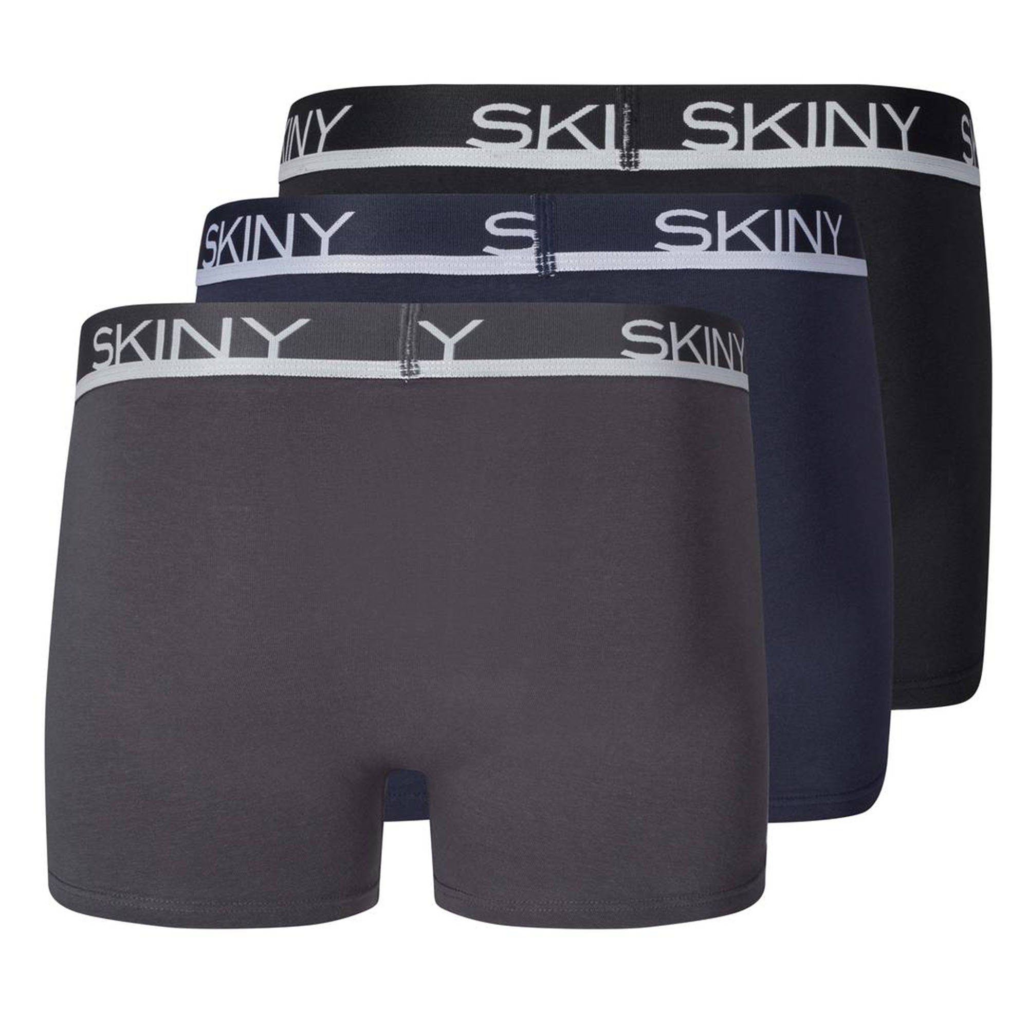 Skiny Boxer Herren Boxer Pack Shorts Pants Trunks, 3er - Grau/Blau/Schwarz