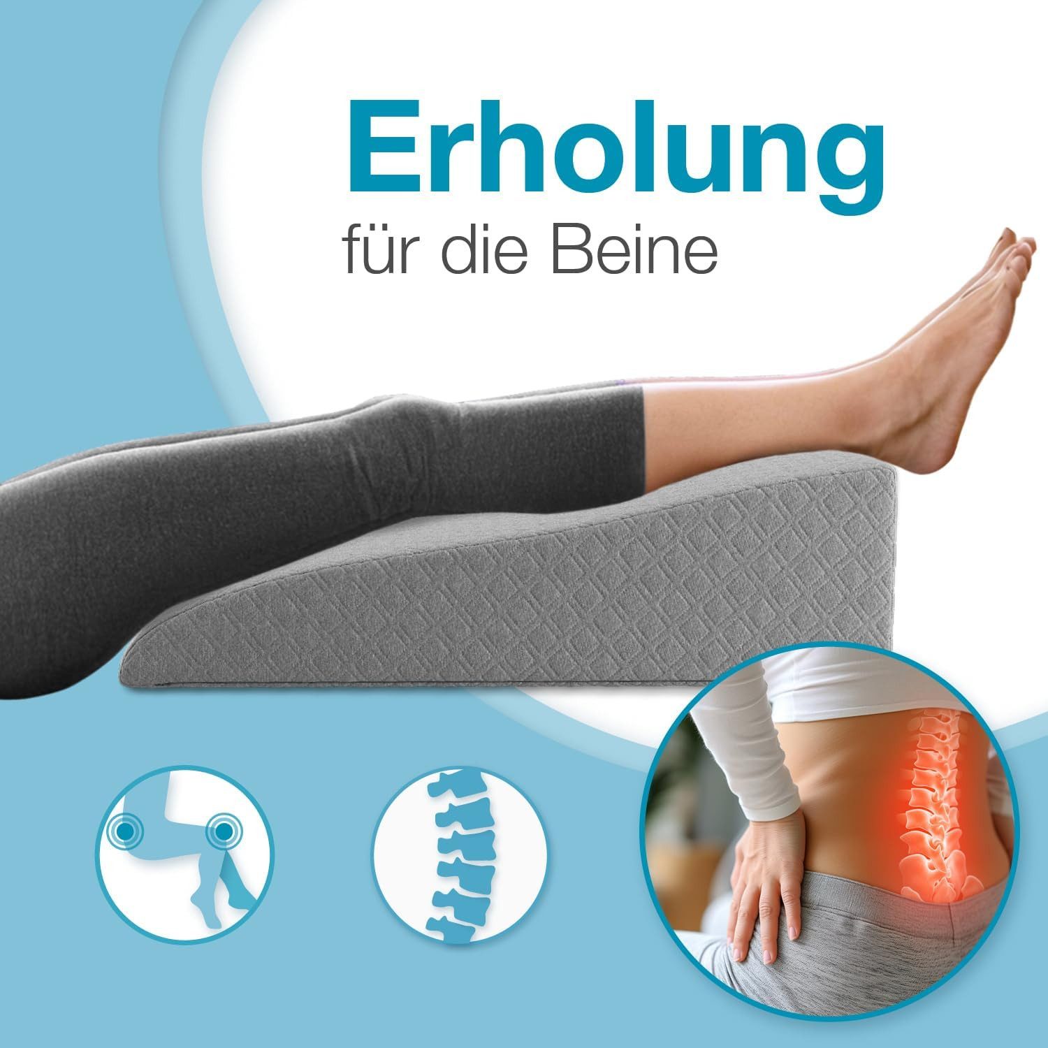 ELONEO Lagerungskissen für Beine, Venenkissen, Funktionskissen, abnehmbarer & waschbarer Bezug – Bild 5 von 5
