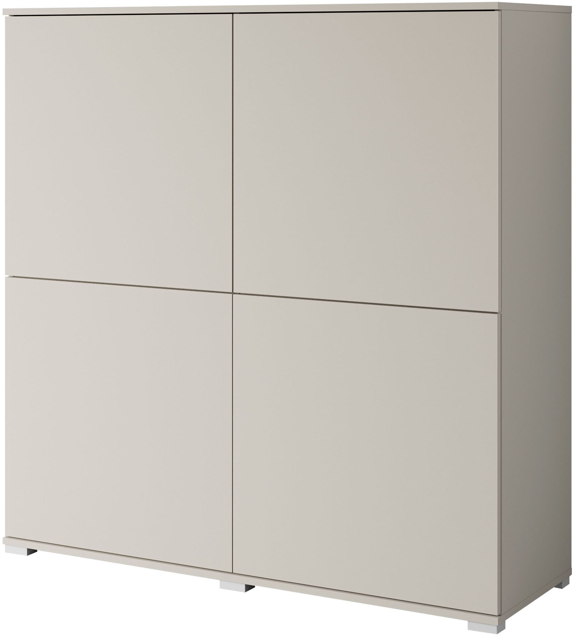 OTTO home Highboard Kenia, moderne grifflose Hochkommode mit 4 Türen, Breite 120 cm (1 St), Push-to-Open-Fronten, höhenverstellbaren Einlegeböden