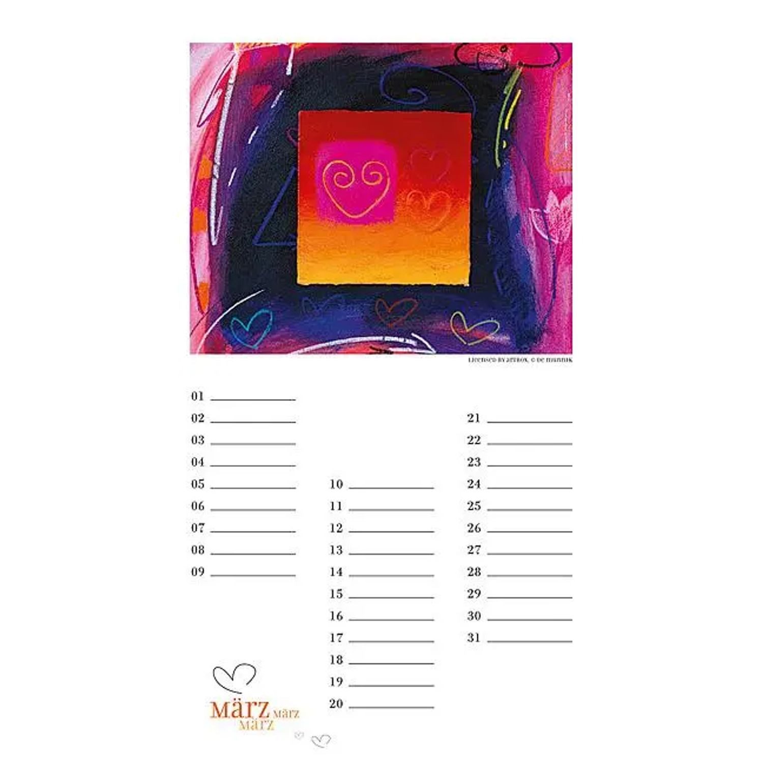 Stadler Wandkalender Mit Herz