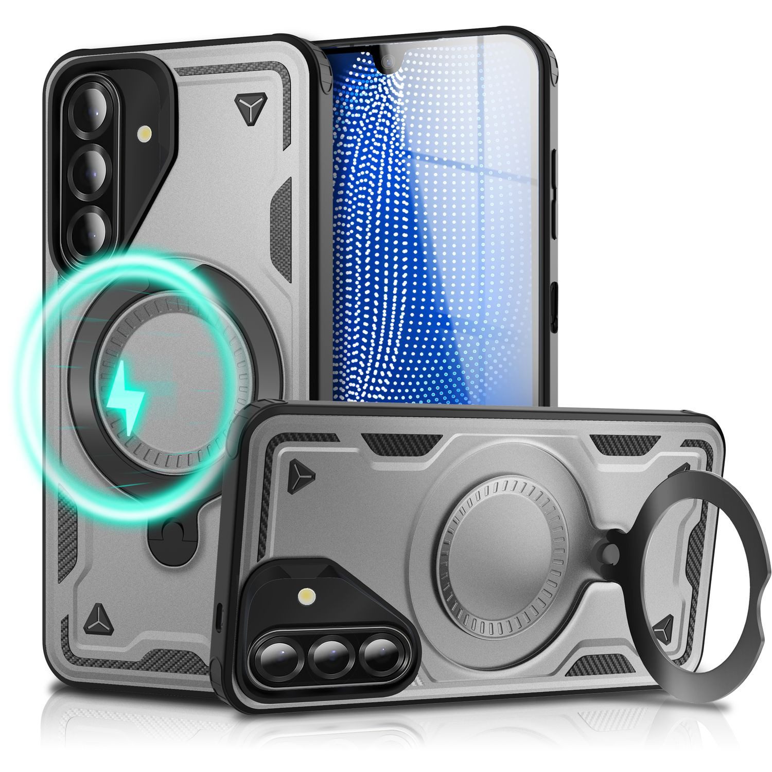 Nalia Smartphone-Hülle Samsung Galaxy A26 17 cm (6,7 Zoll), Military Cover / MagSafe / 360° Dreh Ring / Aufsteller / Outdoor Hülle