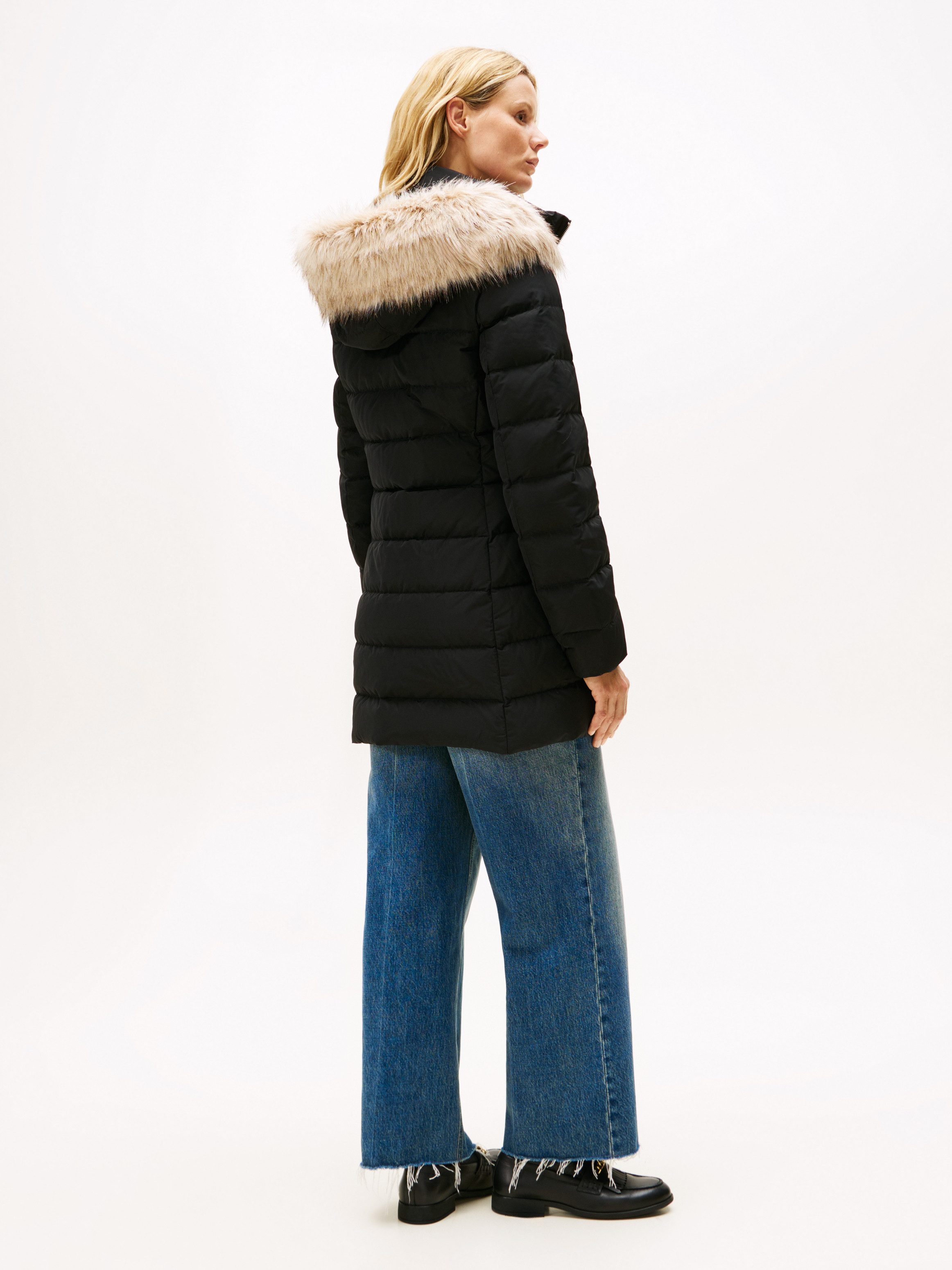 Tommy Hilfiger Steppmantel MW DOWN SLIM COAT WITH FUR mit Fellimitat