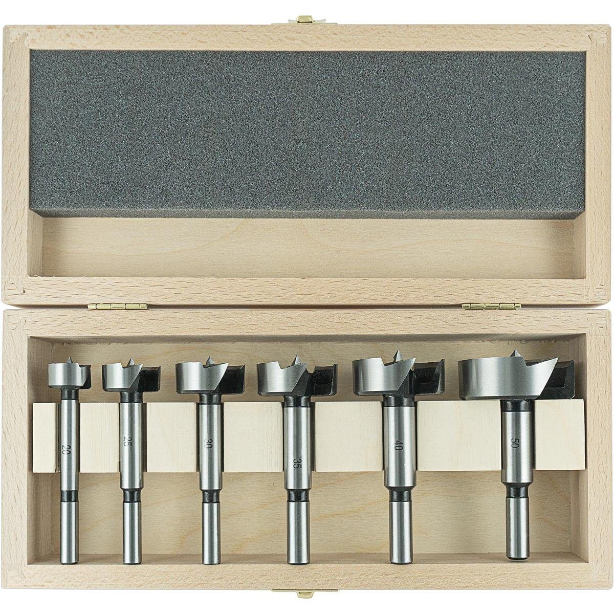 ENT European Norm Tools Holzbohrer »40306 6-tlg. Forstnerbohrer-Set  Premium«, (in Holzbox), in Ø 20 - 50 mm - Werkzeugstahl