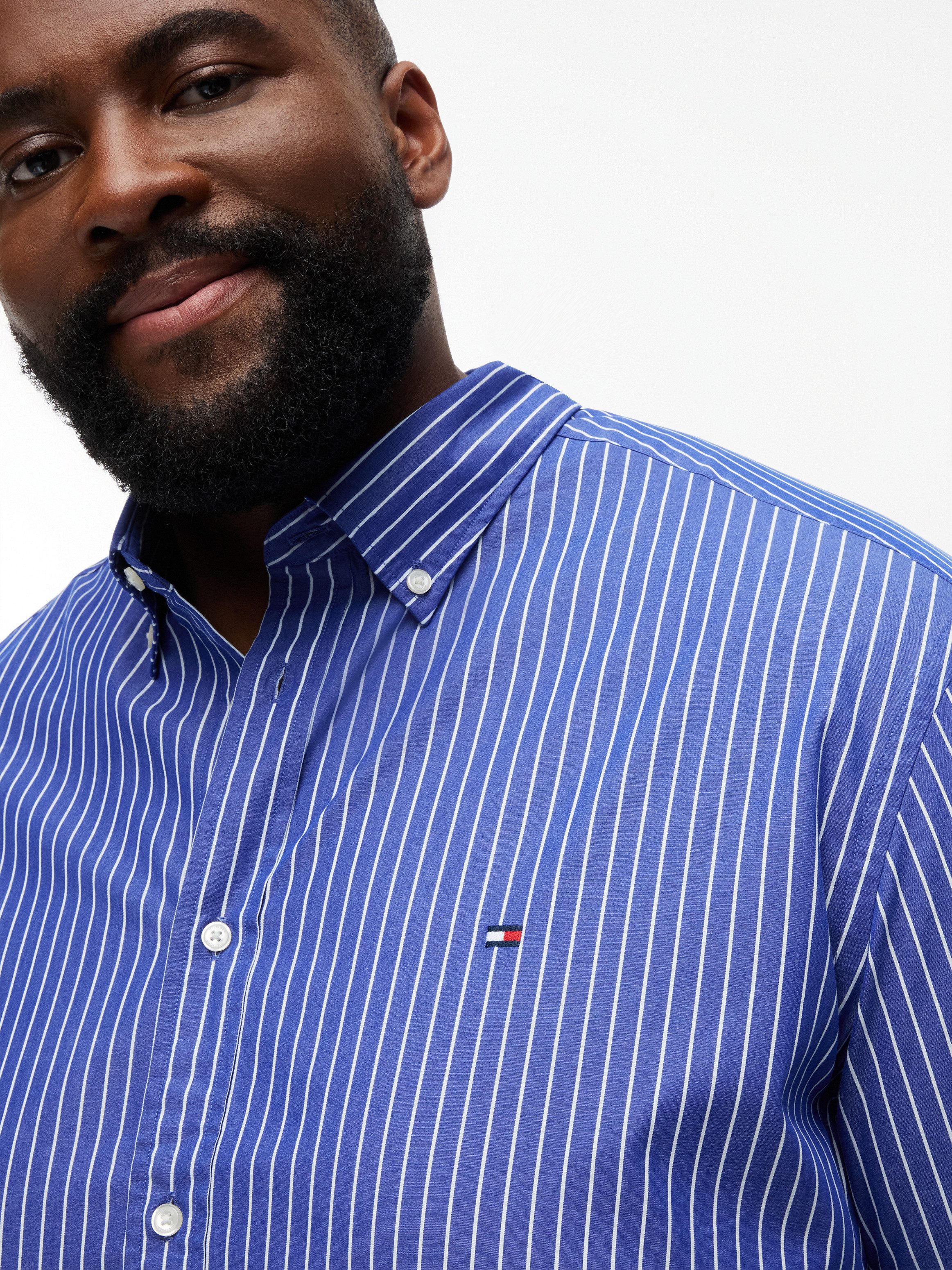 Tommy Hilfiger Big & Tall Kurzarmhemd FLEX POPLIN Große Größen, regular fit, fein gestreift