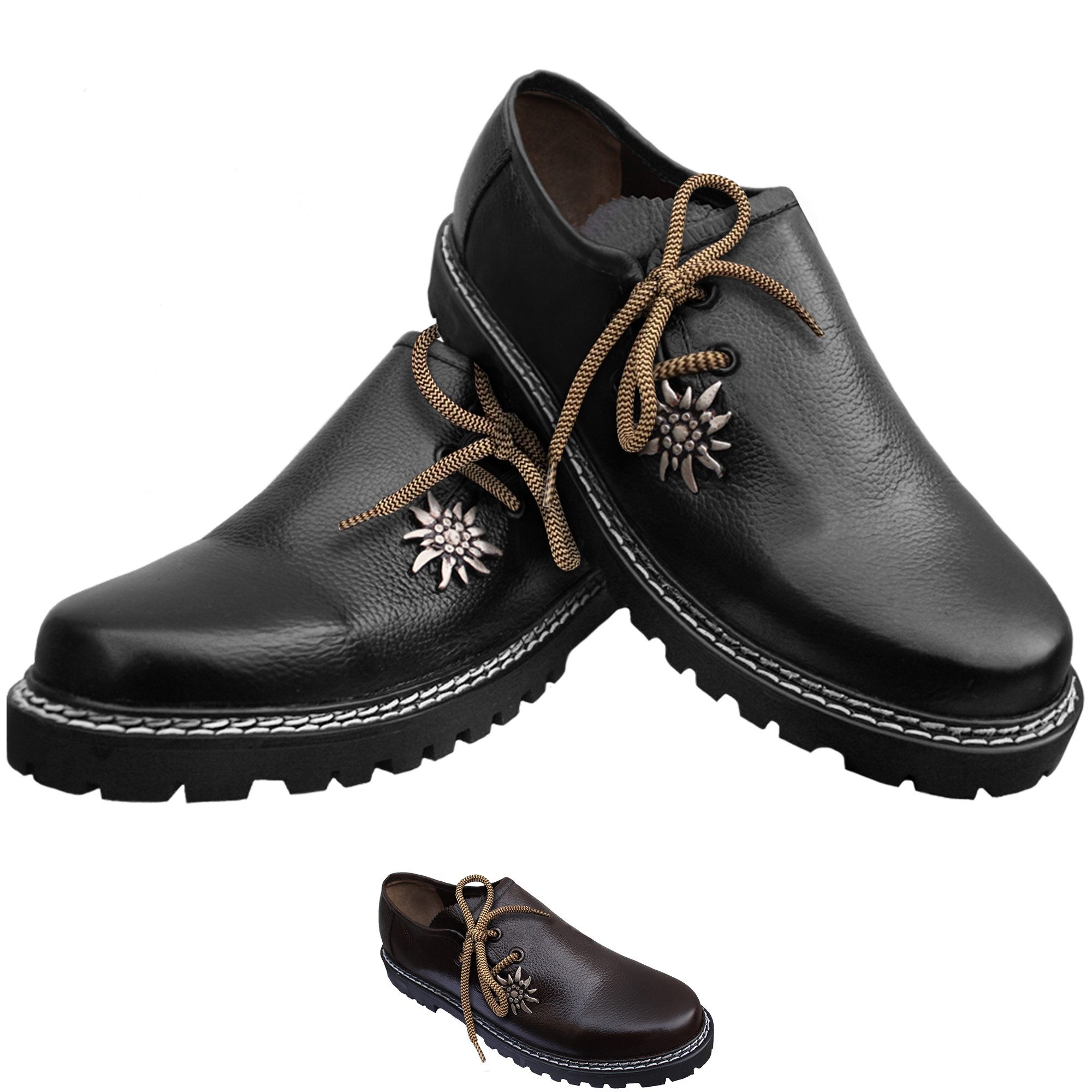 German Wear GW1800-EW Haferlschuh Trachtenschuhe Edelweiß Haferlschuhe Glattleder