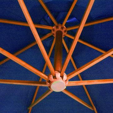 furnicato Sonnenschirm Ampelschirm mit Mast Azurblau 3,5x2,9 m Massivholz Tanne
