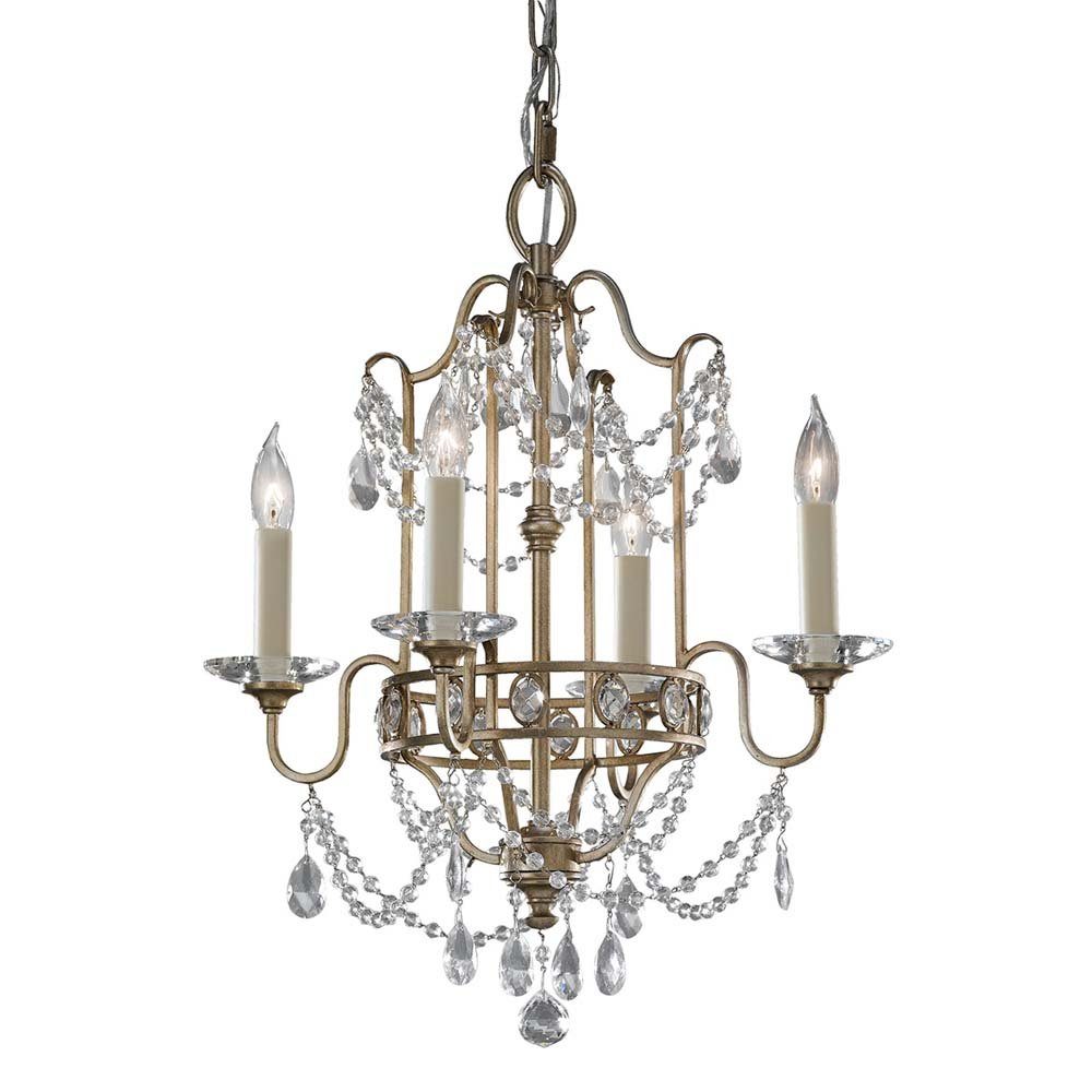 Elstead LIGHTING Люстры, Leuchtmittel nicht inklusive, Люстры Hängelampe Deckenleuchte Kristalle Glas Gold-Silber D