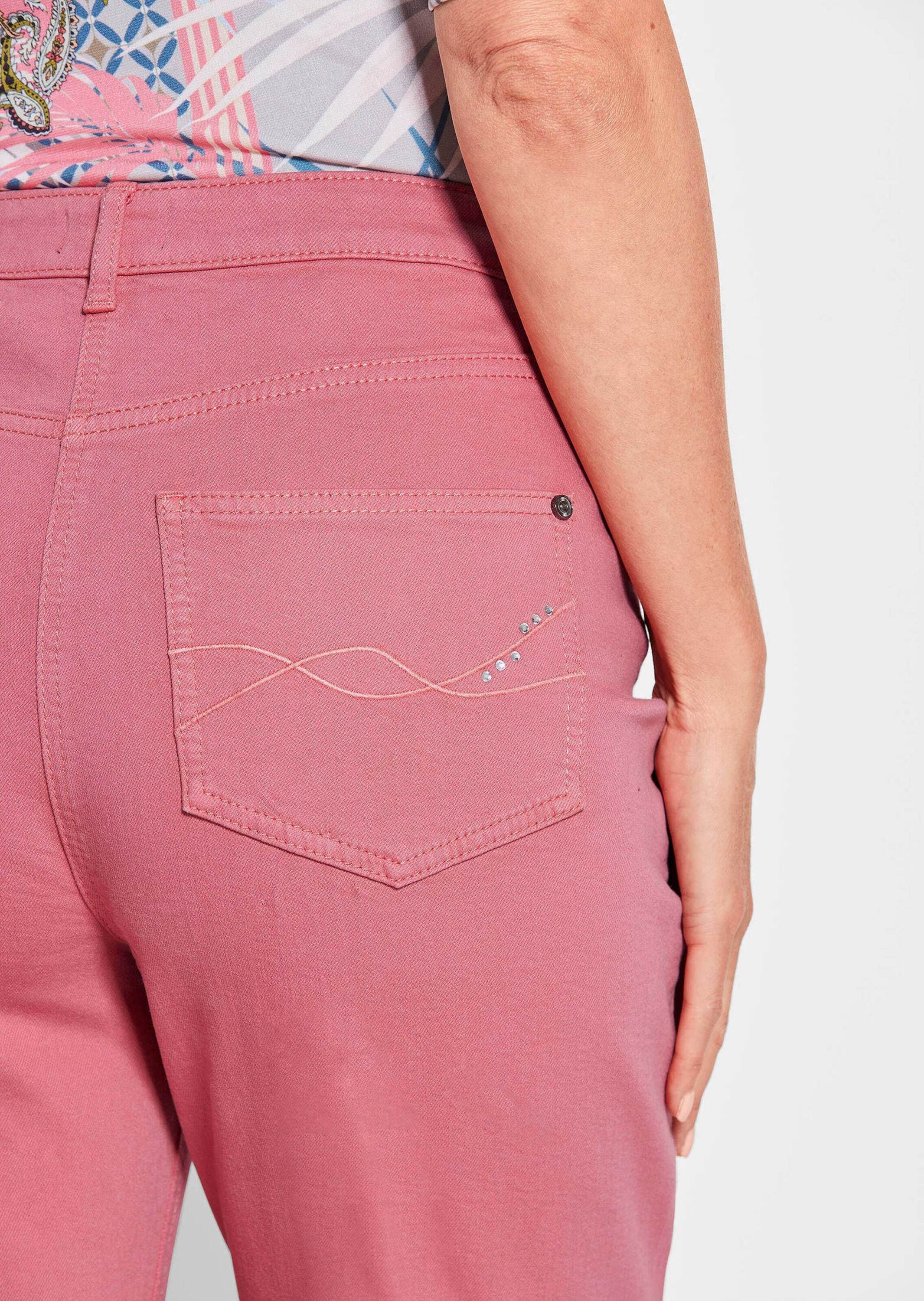 GOLDNER Bequeme Jeans Kurzgröße: Lange Hose SARA mit Formbund Sportliche Damenhose, rote Denim-Waschung, langes Bein, gerade – Bild 5 von 5