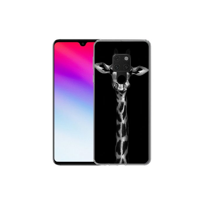 MuchoWow Handyhülle Giraffe - Porträt - Tiere - Schwarz - Weiß Phone Case Handyhülle Huawei Mate 20 Silikon Schutzhülle OR12304