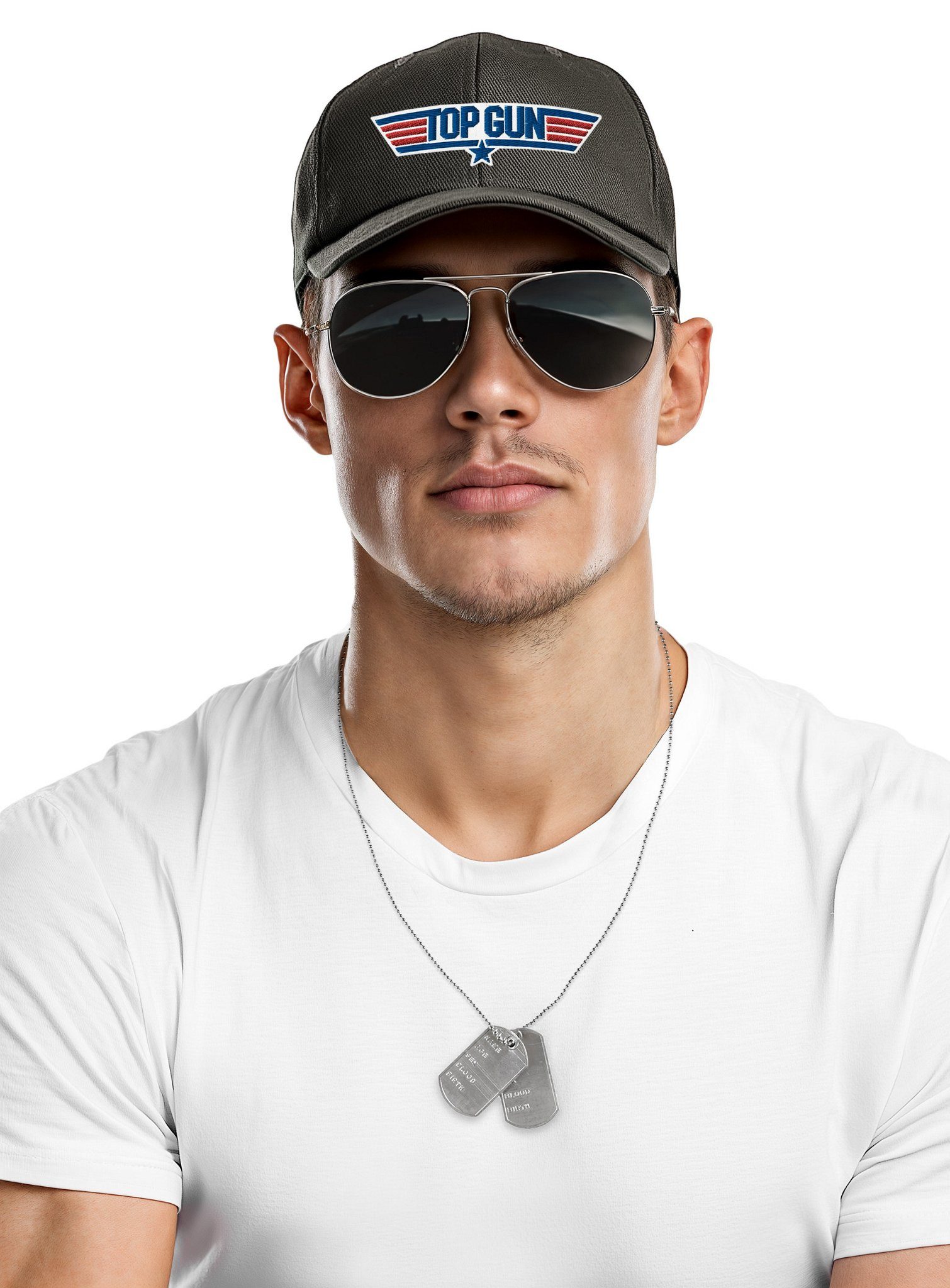 Maskworld Kostüm Top Gun Accessoire-Set - Kostüm Set für Fasching, Dreiteiliges Set für coole Kampfpiloten & Pilotinnen