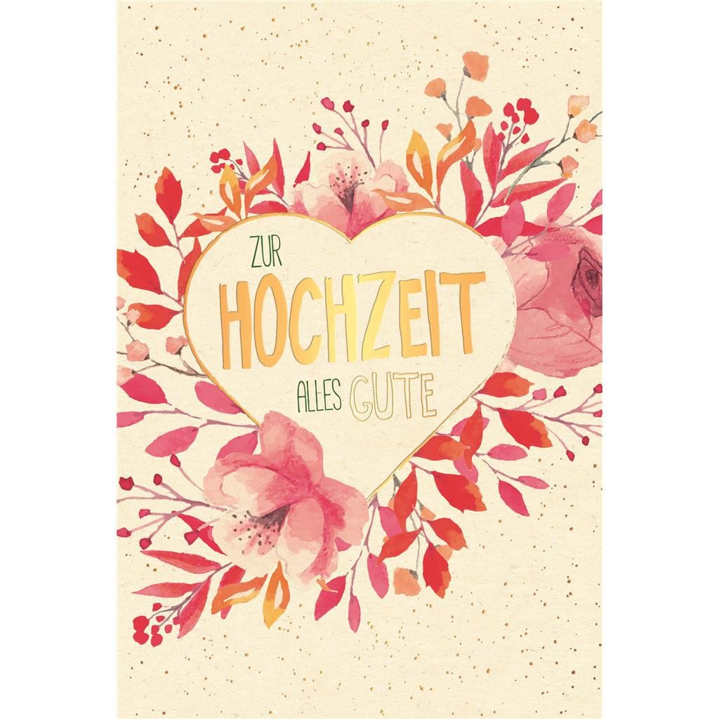 Grußkarten Hochzeit Karte mit Umschlag folienfrei unverpackt Greenline - Herz