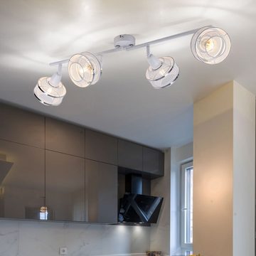Globo LED Deckenspot, Leuchtmittel nicht inklusive, Decken Spot Lampe 4-Flammig Beleuchtung Gitter-Geflecht Weiß