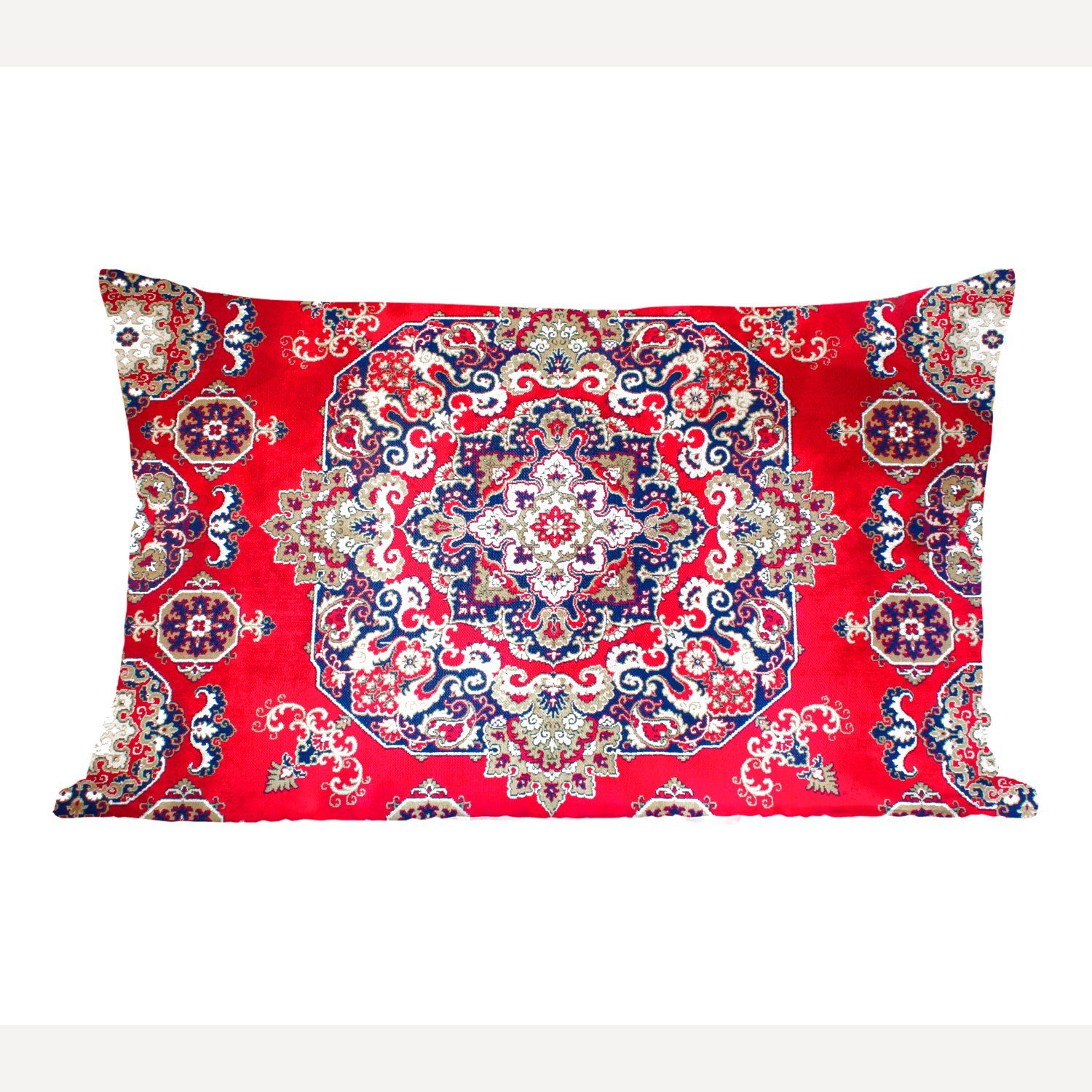 MuchoWow Dekokissen Persische Teppiche - Teppiche - Mandala - Rot, Wohzimmer Dekoration, Zierkissen, Dekokissen mit Füllung, Schlafzimmer | Dekokissen