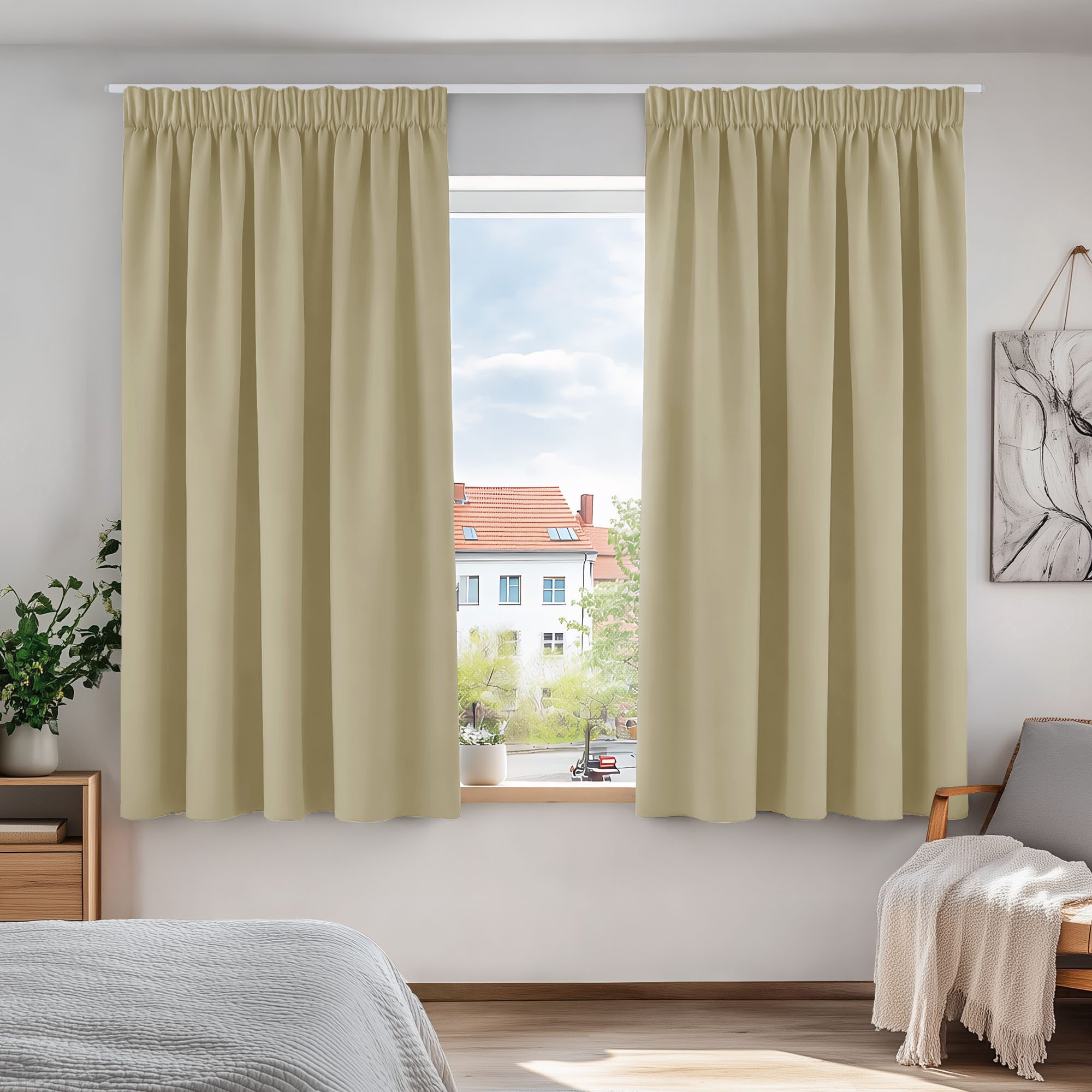 Deconovo Verdunkelungsvorhang Gardinen mit Kräuselband Blickdicht Vorhänge Wohnzimmer 2er Set, Vorhang Verdunkelung Vorhänge Kälteschutz Schlafzimmer Thermovorhang