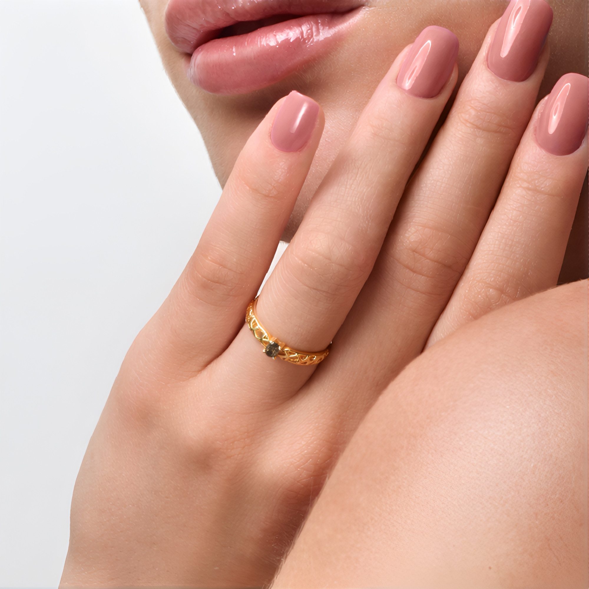 Cavill Diamantring Champagner-Diamant-Ring aus vergoldetem Silber (1-tlg)