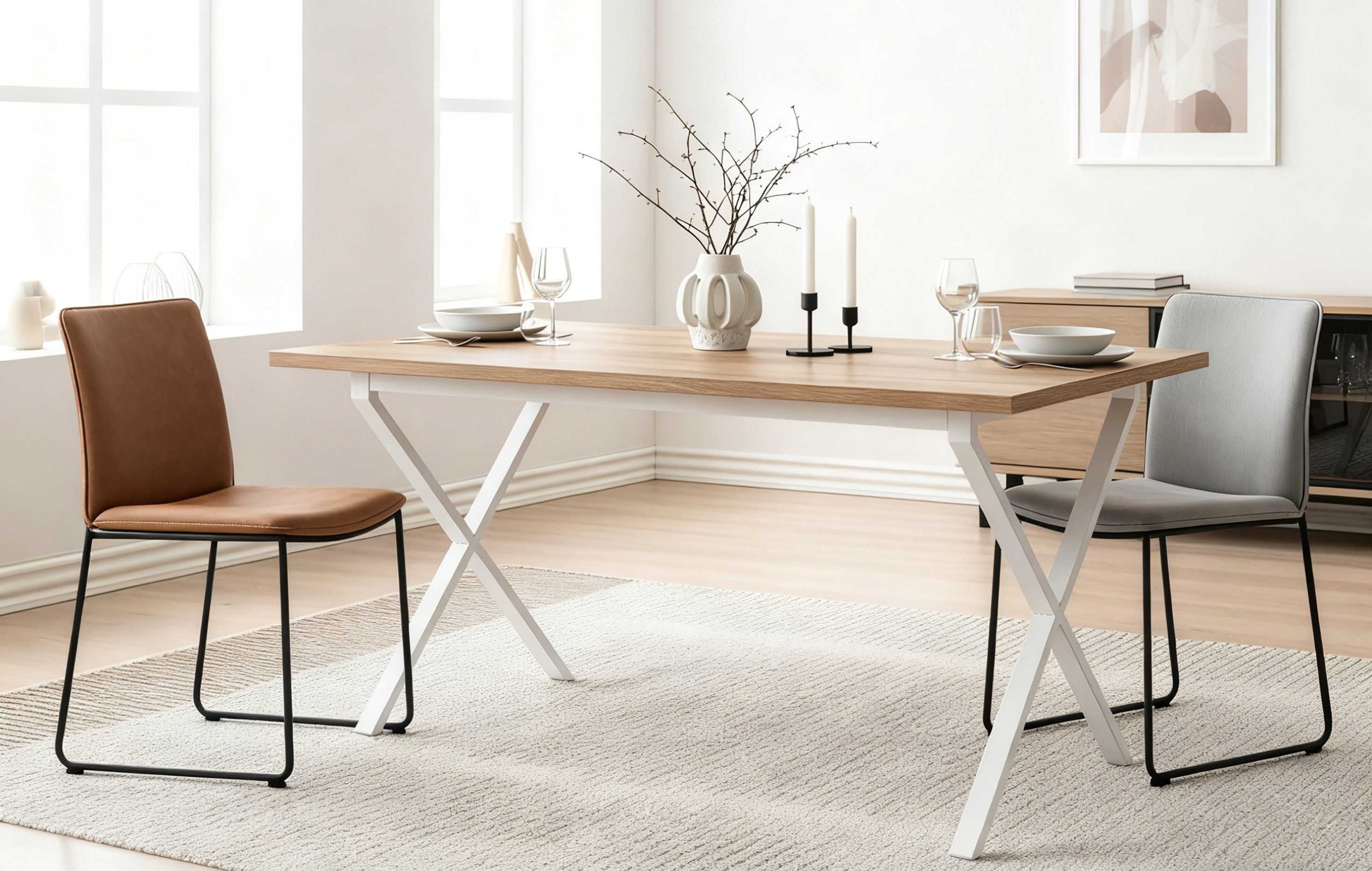 B&D home Esstisch SAMUEL, Metallgestell schwarz oder weiß, 120x60cm,platzsp günstig online kaufen