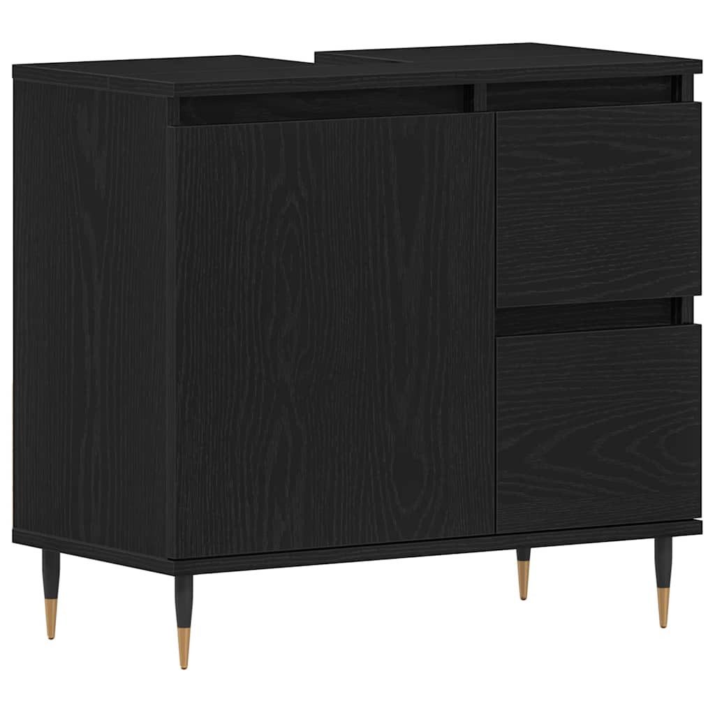 vidaXL Badezimmerspiegelschrank Badezimmerschrank Schwarz Eichen-Optik 65 x 33 x 60 cm (1-St)