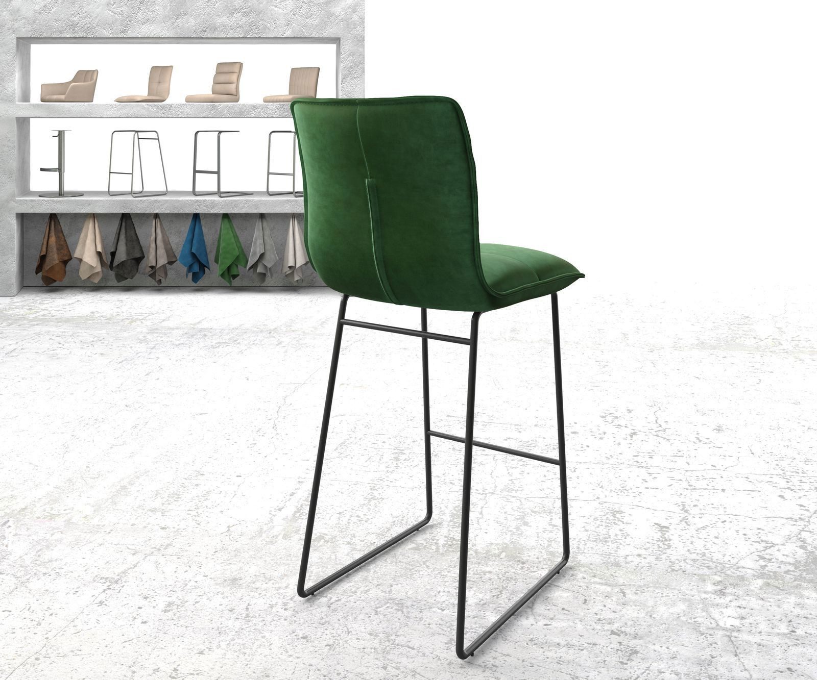 DELIFE Barhocker Maddy-Flex, Kufengestell Metall Samt Grün