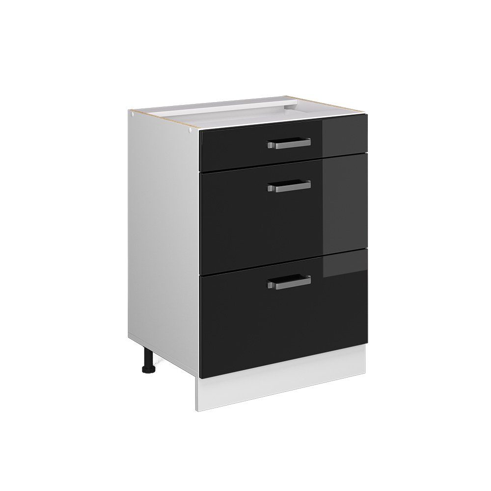 Vicco Schranksystem R-Line, Schwarz Hochglanz/Weiß, 60cm günstig online kaufen
