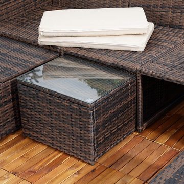 Melko Gartenlounge-Set Gartenmöbel Sitzgruppe Rattanmöbel Set mit Tisch, Sitzbank & 2 Hocker in Schwarz, Grau oder Braun inkl. Sitz- und Rückenkissen Gartenset Lounge Polyrattan Rattanmöbel Sitzmöbel Sofa, (Set, 13-tlg), Hochwertige Flechtoptik