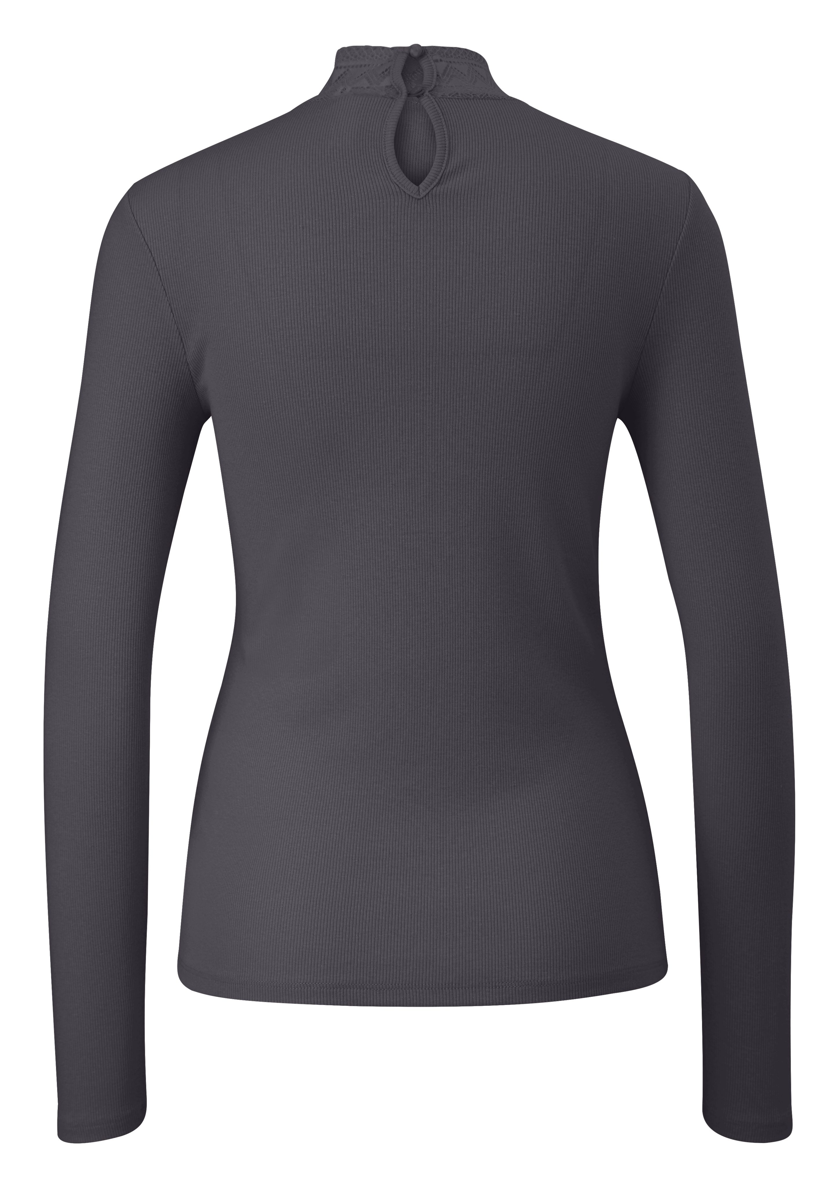 QS Langarmshirt Rippshirt mit Spitzeneinsatz und günstig online kaufen