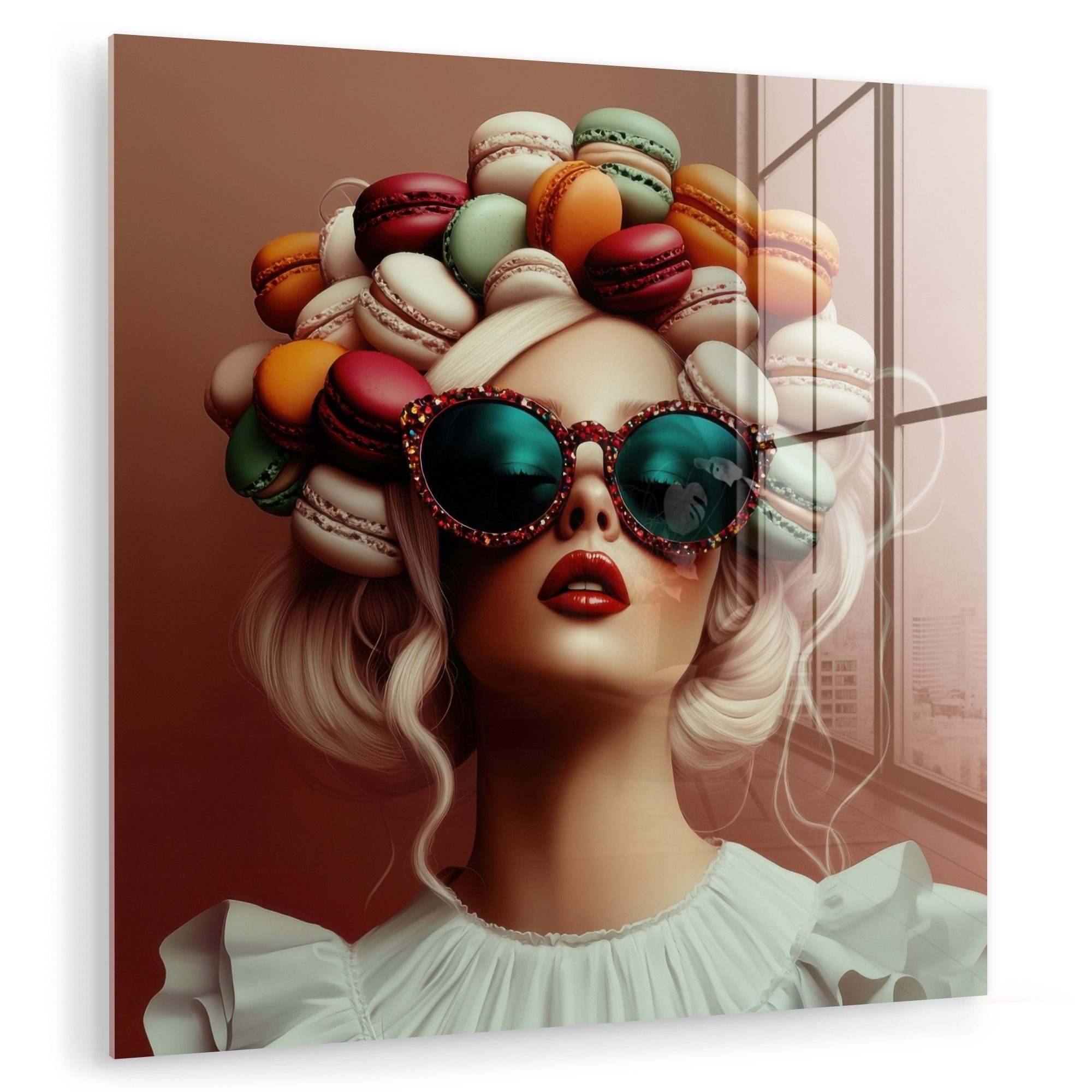 MuchoWow Acrylglasbild Frau - Makronen - günstig online kaufen