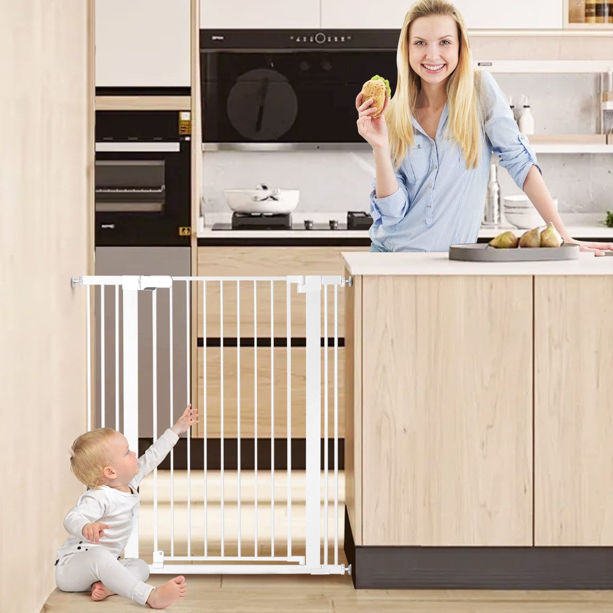 Comomy Türschutzgitter (Kinderschutzgitter 107 cm, Treppenschutzgitter), günstig online kaufen