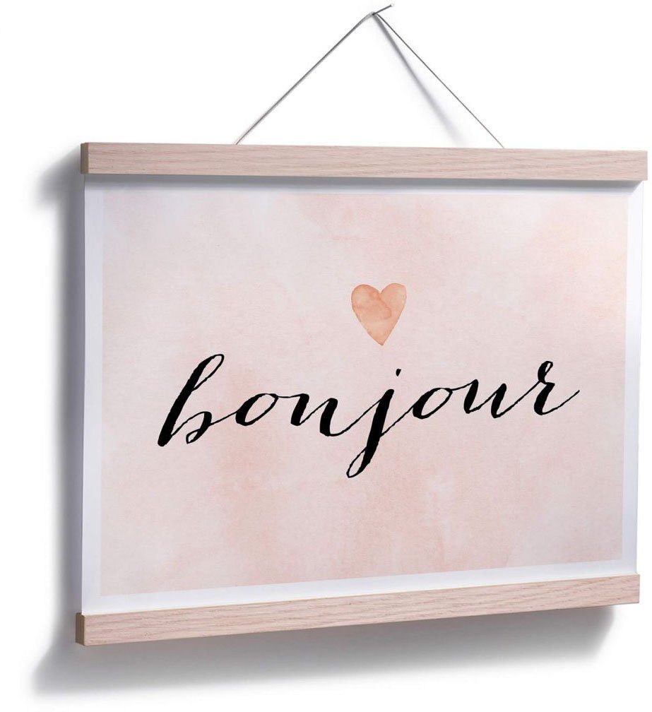 Wall-Art Poster Bonjour, Schriftzug (1 Poster, St), Wandposter Wandbild, Bild