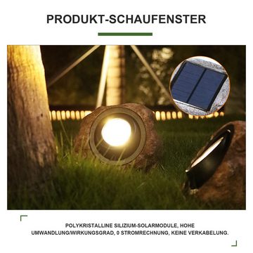 Daisred Gartenleuchte LED Solar Bodenleuchte Rock-Gartenleuchten Solarlampen Garten Deko, LED fest integriert, IP65 Wasserdicht