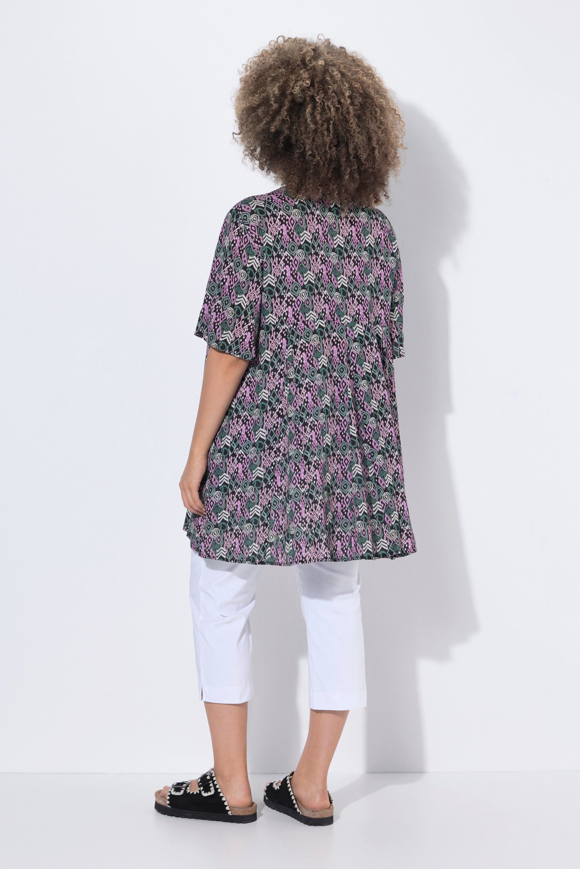 Ulla Popken Longbluse Bluse Zierfalten A-Linie Carré-Ausschnitt – Bild 3 von 4