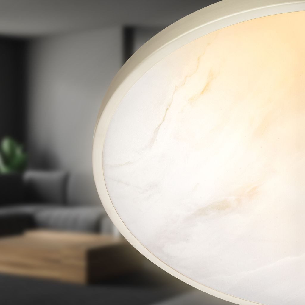 Briloner Leuchten LED Deckenleuchte LED Deckenlampe Fernbedienung Dimmbar CCT Alabaster Design, LED fest integriert, CCT Farbtemperatursteuerung - Warmweiß / Neutralweiß / Kaltweiß, 38x7 cm, Wohnzimmer, Schlafzimmer, Flur, Küche