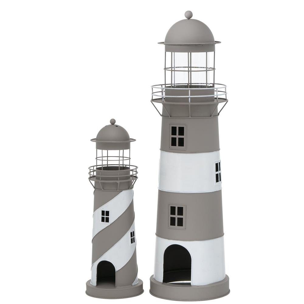BOLTZE Windlicht Laterne Amrum Leuchtturm 2er Set, Grau/Weiß Windlicht Maritimes Design